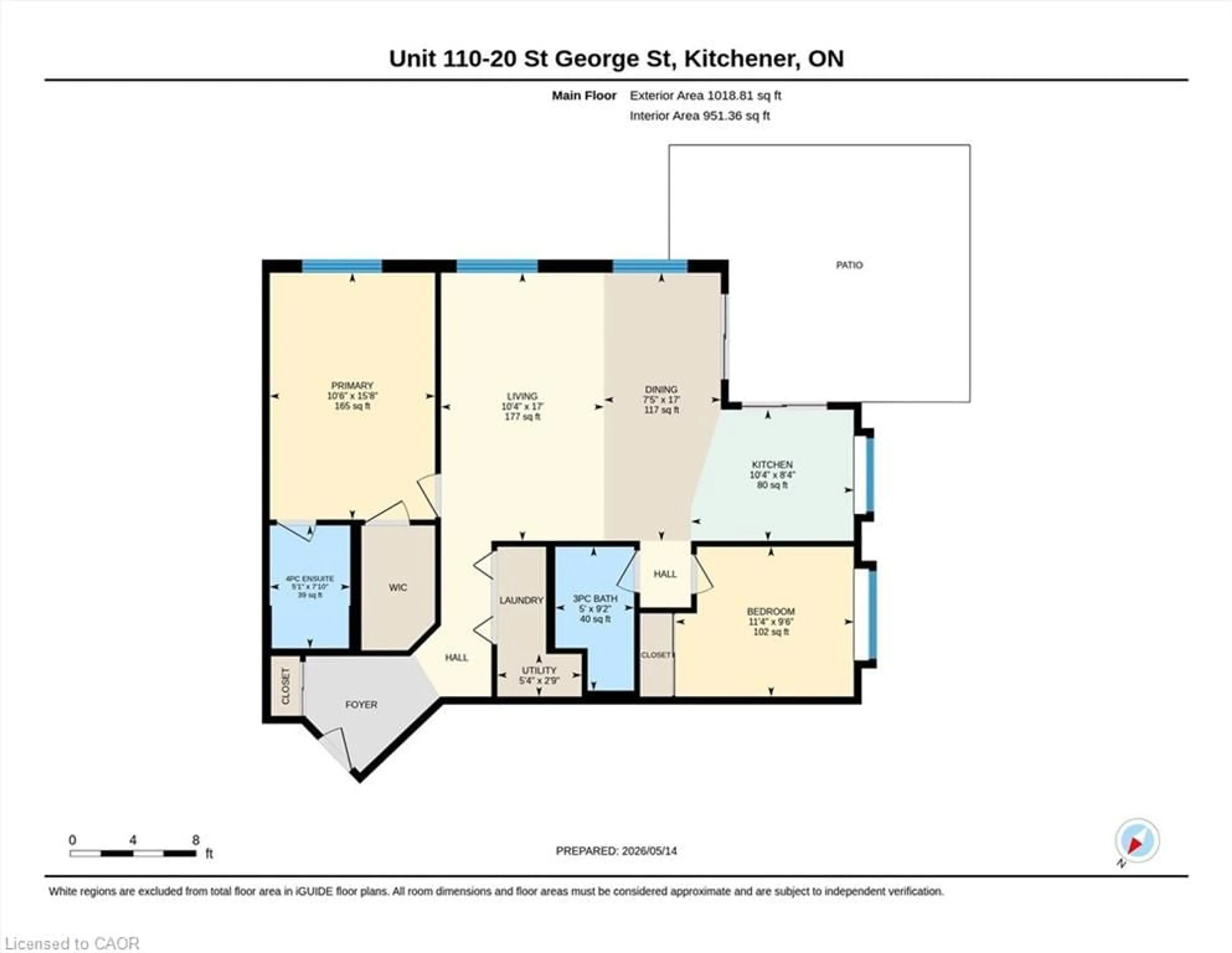 Floor plan for 20 St George St #110, Kitchener Ontario N2G 2S7