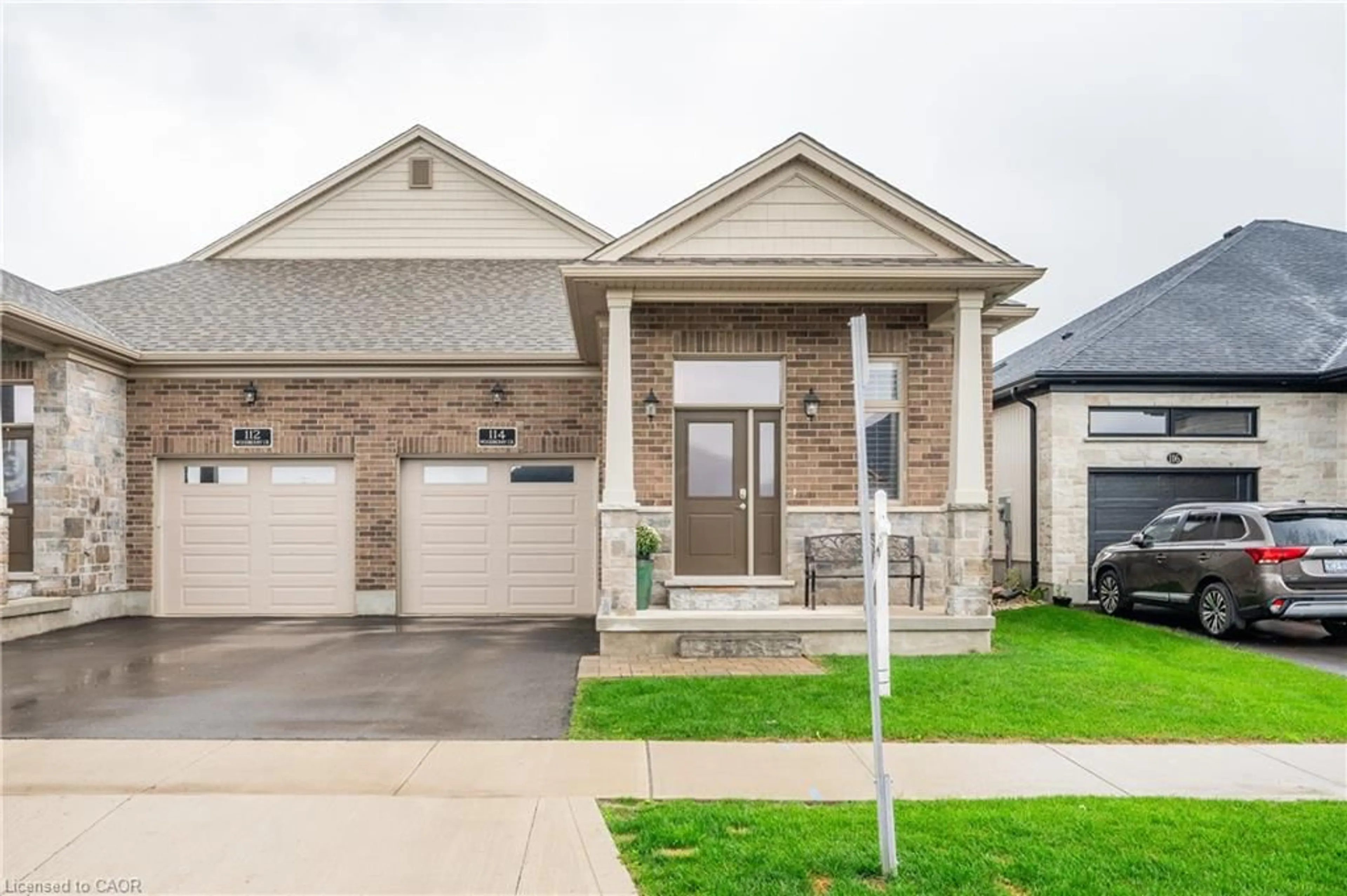 Home with brick exterior material, street for 114 Woodberry Cres, Elmira Ontario N3B 0E3