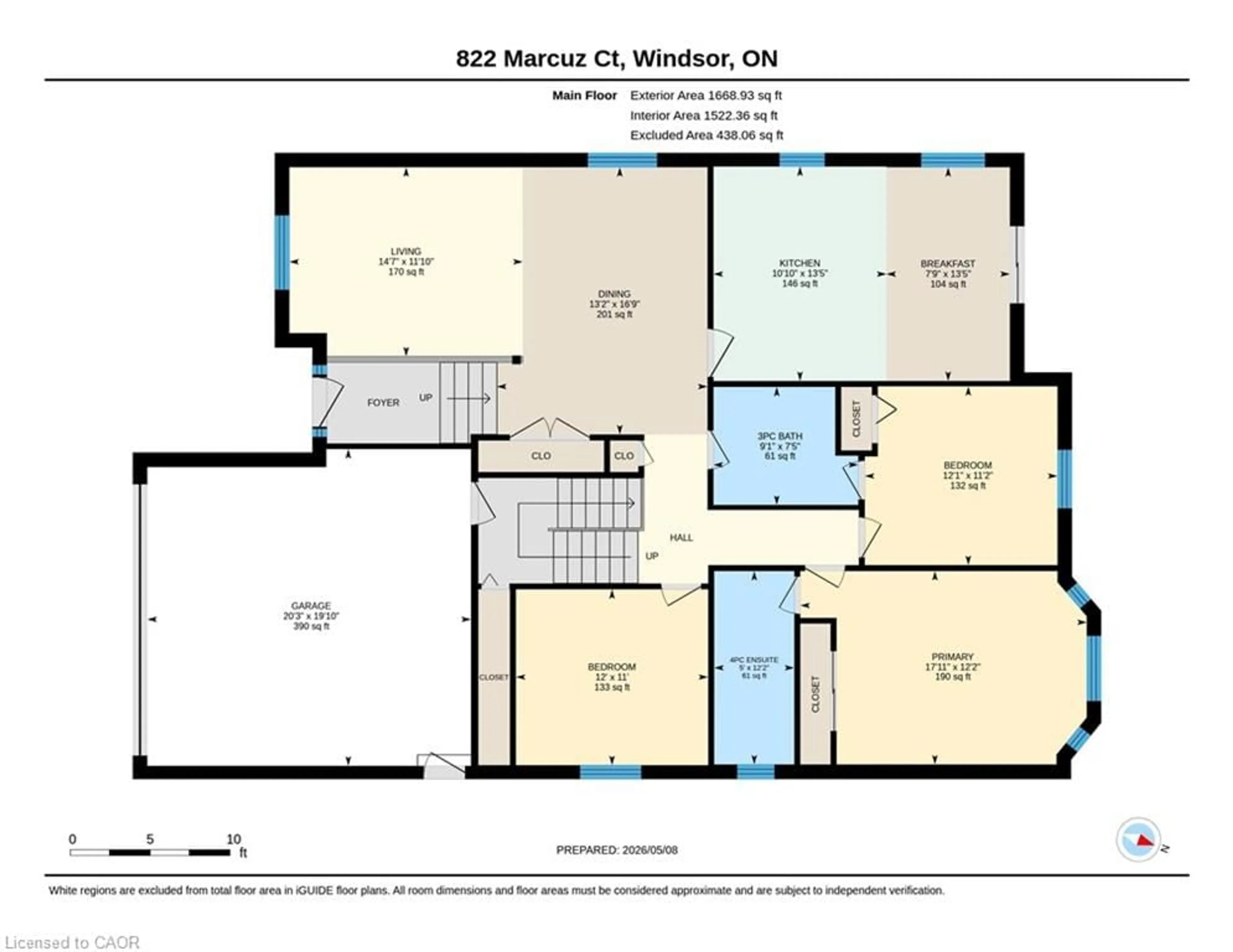 Floor plan for 822 Marcuz Crt, Windsor Ontario N9G 3C5