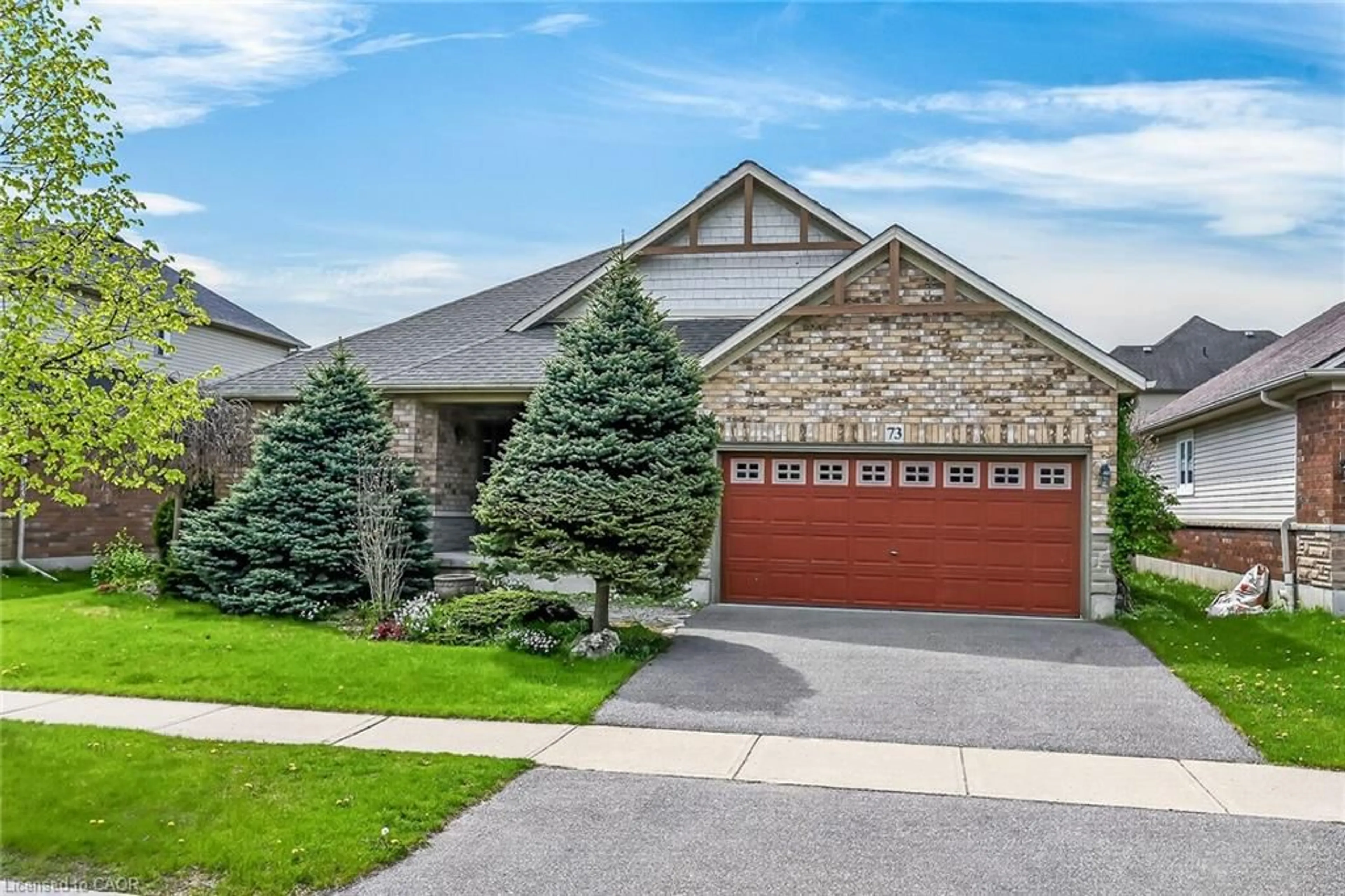 Home with brick exterior material, street for 73 Cobblestone Dr, Paris Ontario N3L 4G3