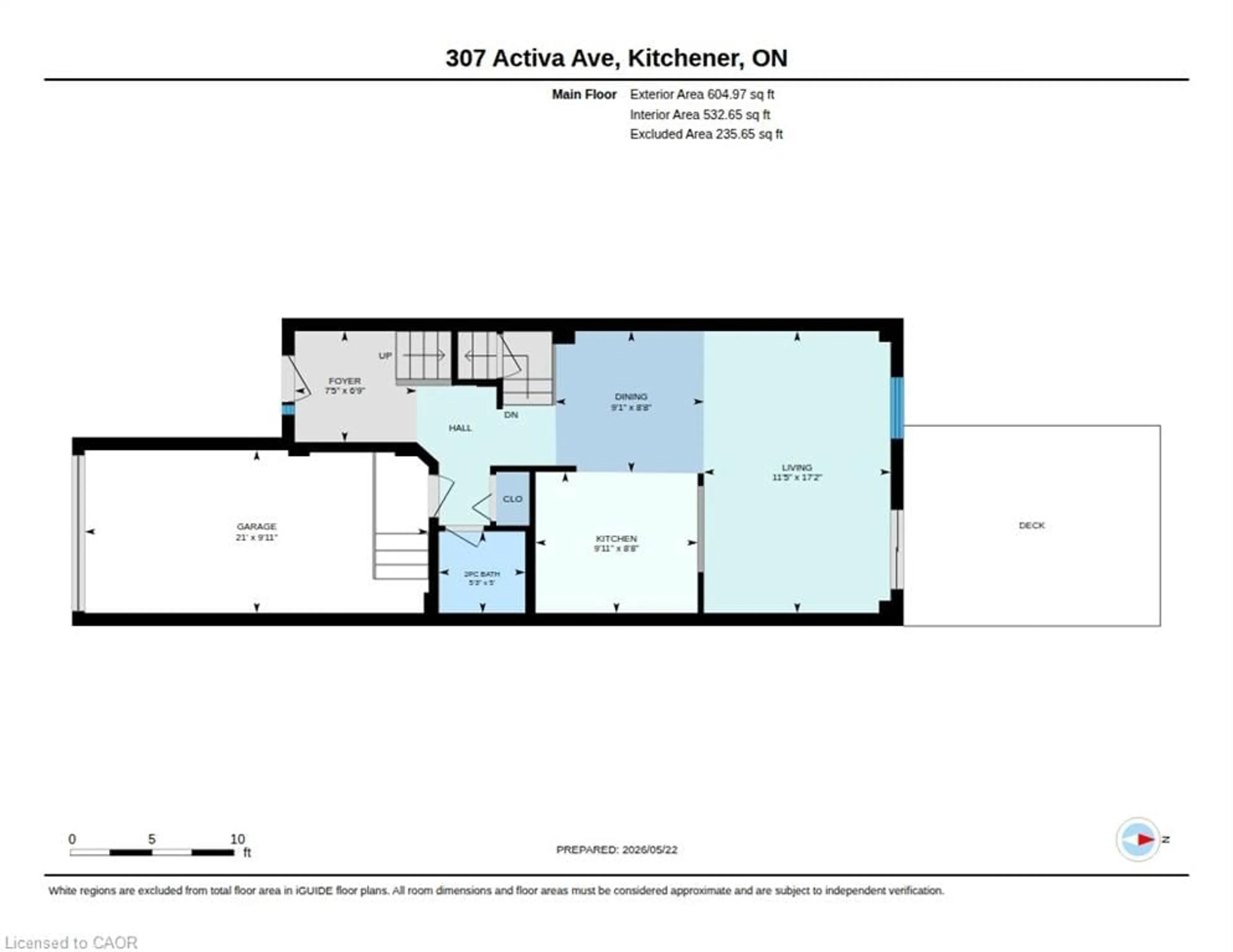 Floor plan for 307 Activa Ave, Kitchener Ontario N2E 3V2