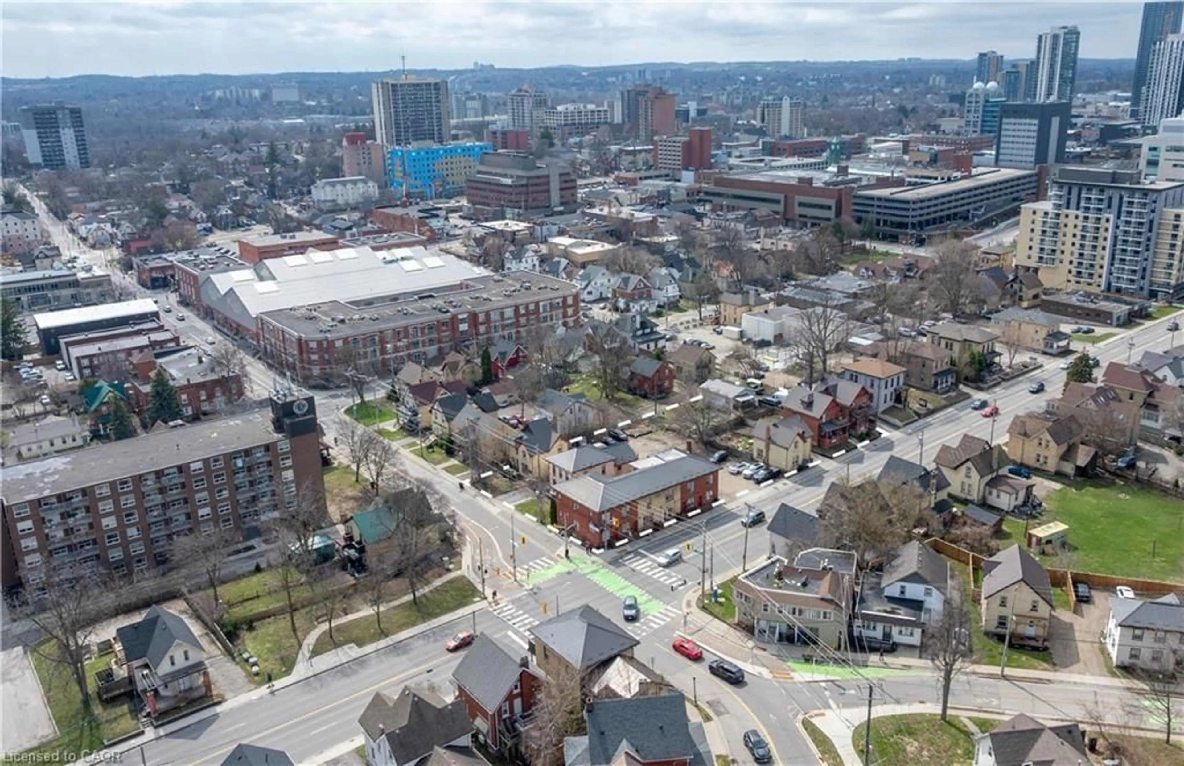 A pic from outside/outdoor area/front of a property/back of a property/a pic from drone, city buildings view from balcony for 103, 109 Weber St, Kitchener Ontario N2H 1C6
