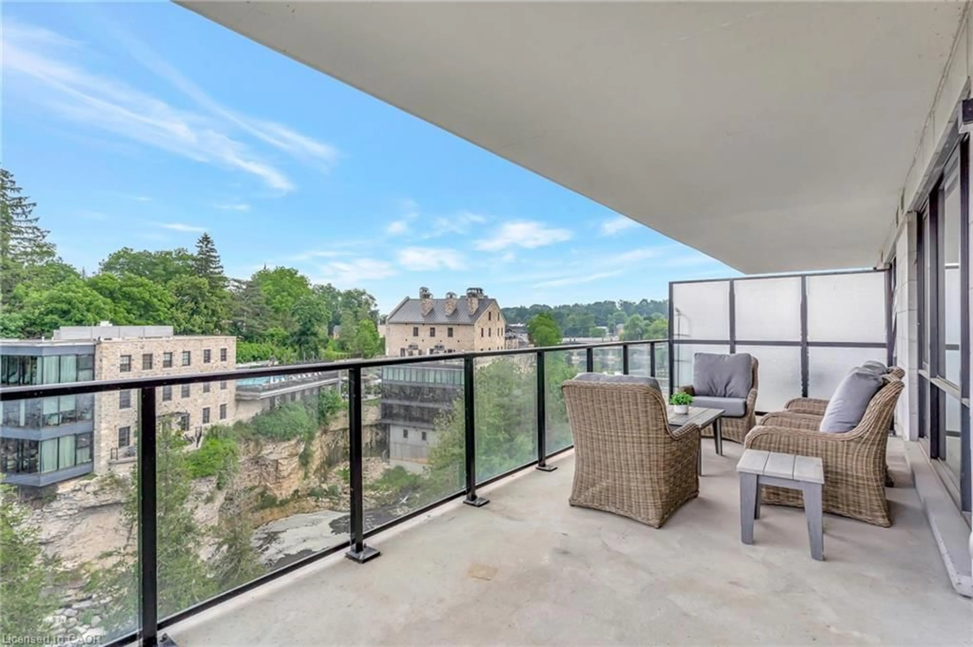Balcony in the apartment, water/lake/river/ocean view for 6523 Wellington Road 7 #206, Elora Ontario N0B 1S0