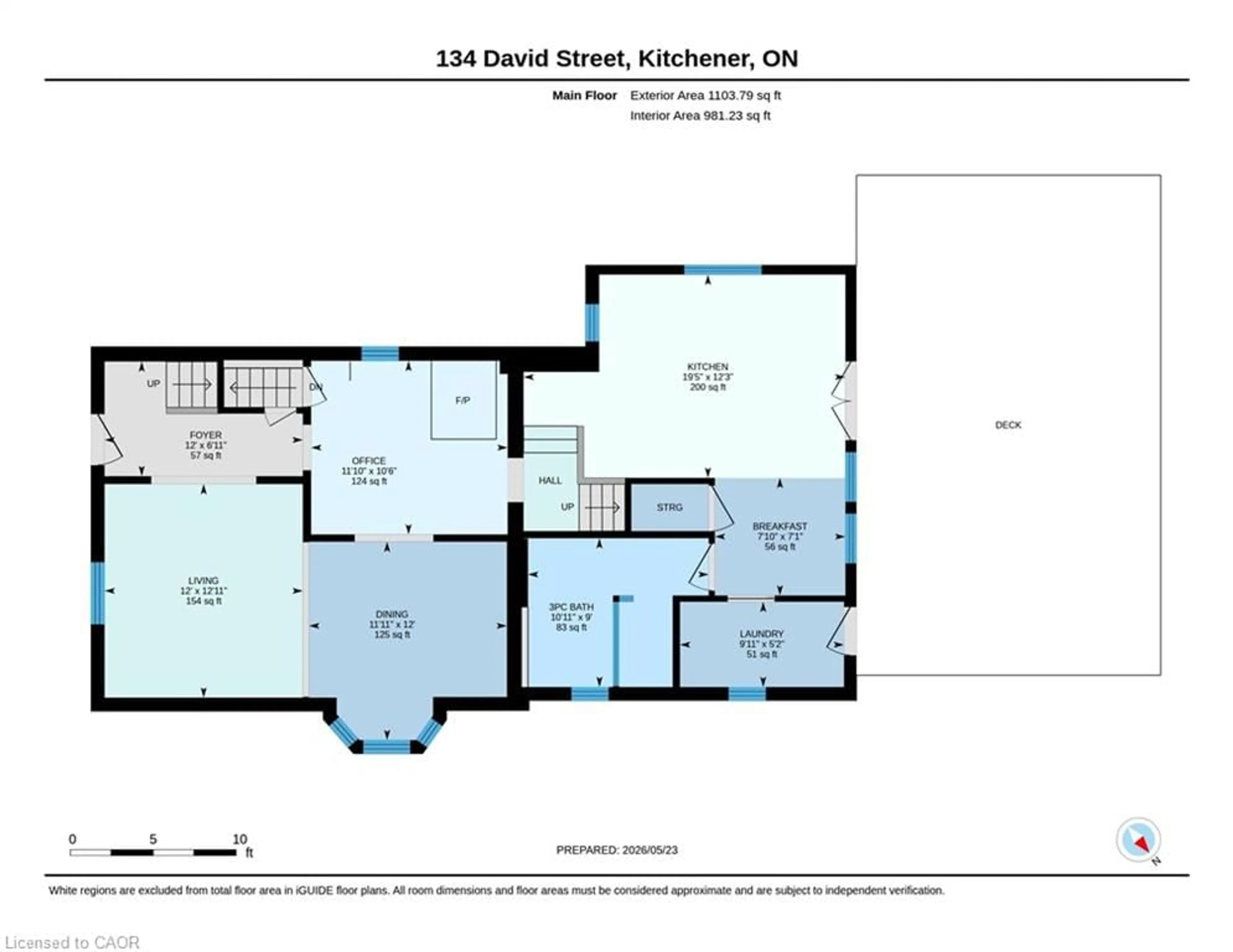 Floor plan for 134 David St, Kitchener Ontario N2G 1Y2