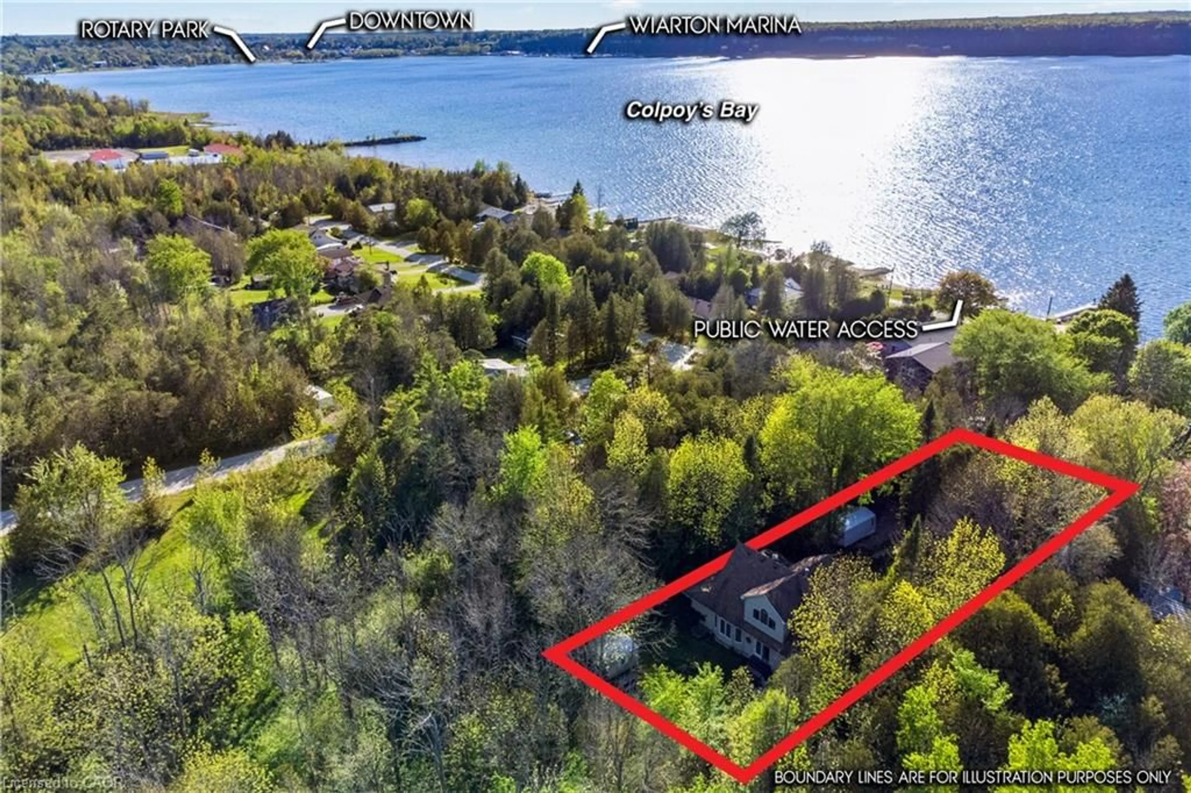 A pic from outside/outdoor area/front of a property/back of a property/a pic from drone, water/lake/river/ocean view for 126 Wilson Dr, Georgian Bluffs Ontario N0H 2T0