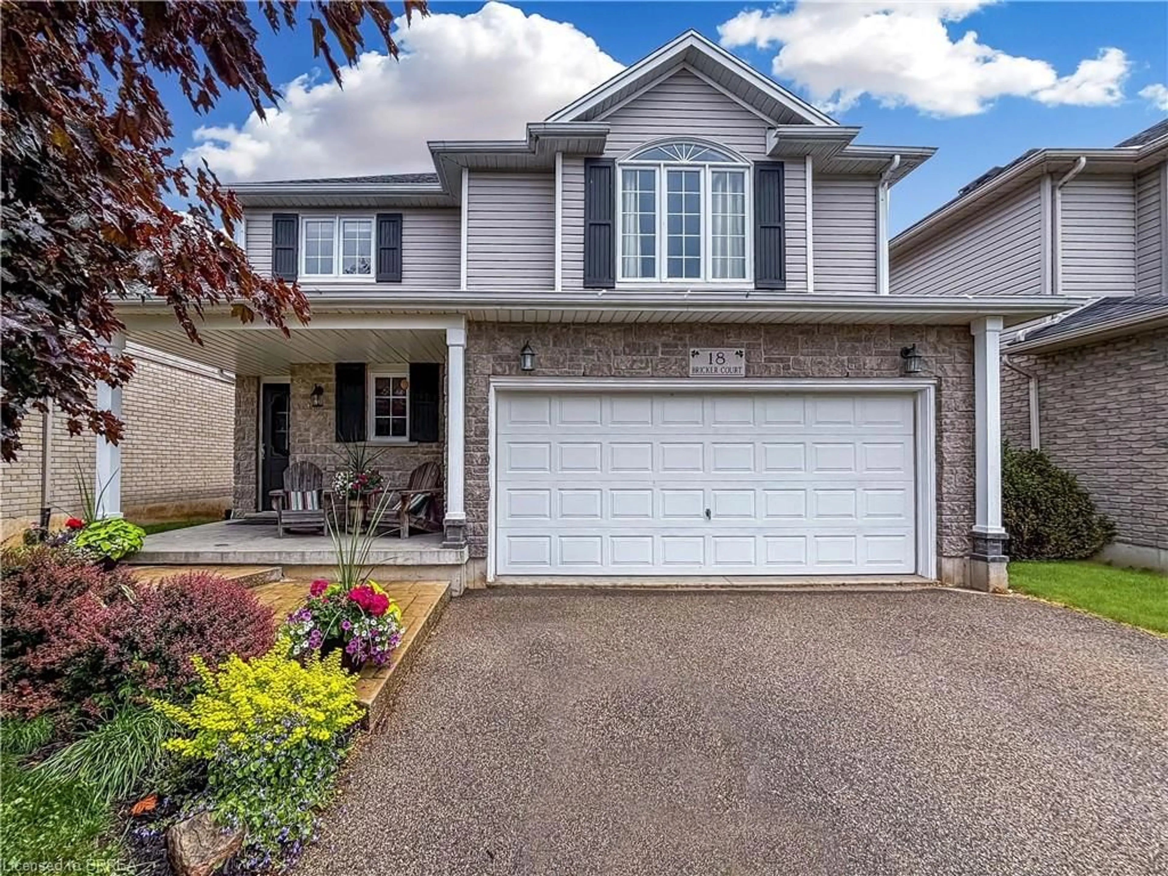 Home with vinyl exterior material, street for 18 Bricker Crt, Brantford Ontario N3T 6R7