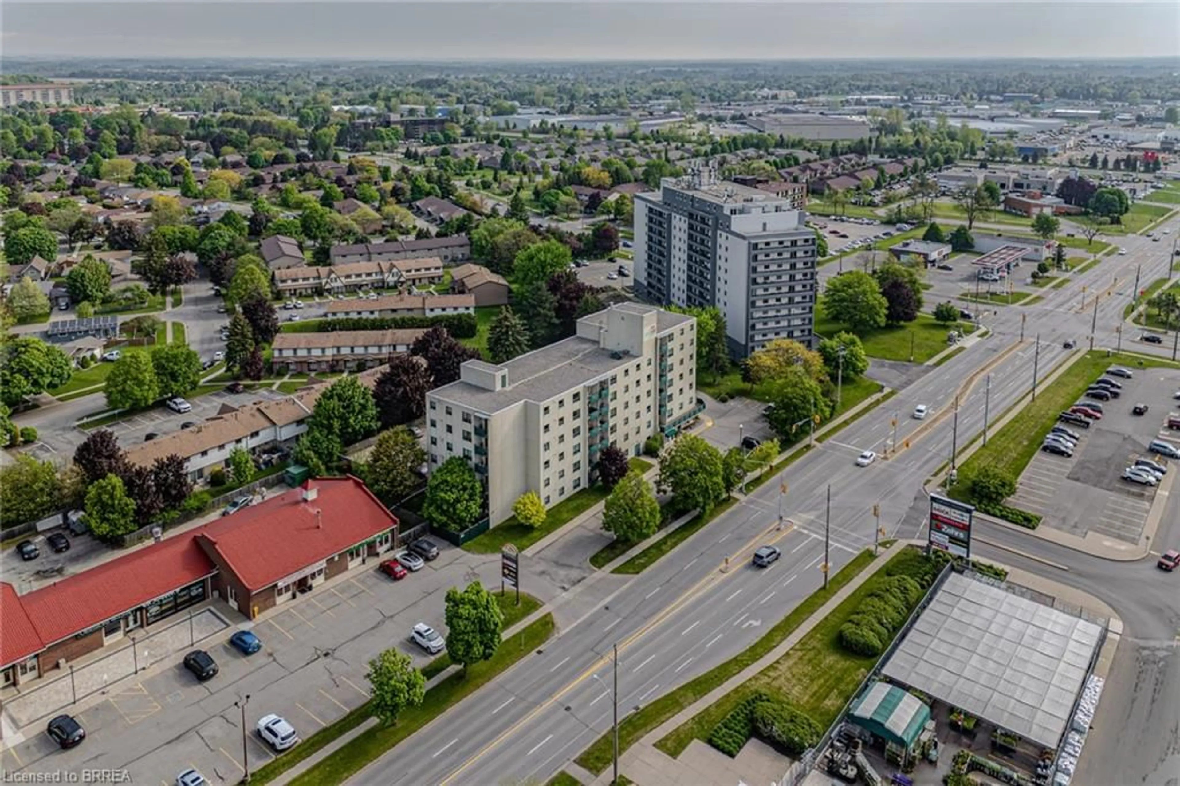 A pic from outside/outdoor area/front of a property/back of a property/a pic from drone, city buildings view from balcony for 421 Fairview Dr #301, Brantford Ontario N3R 7M3