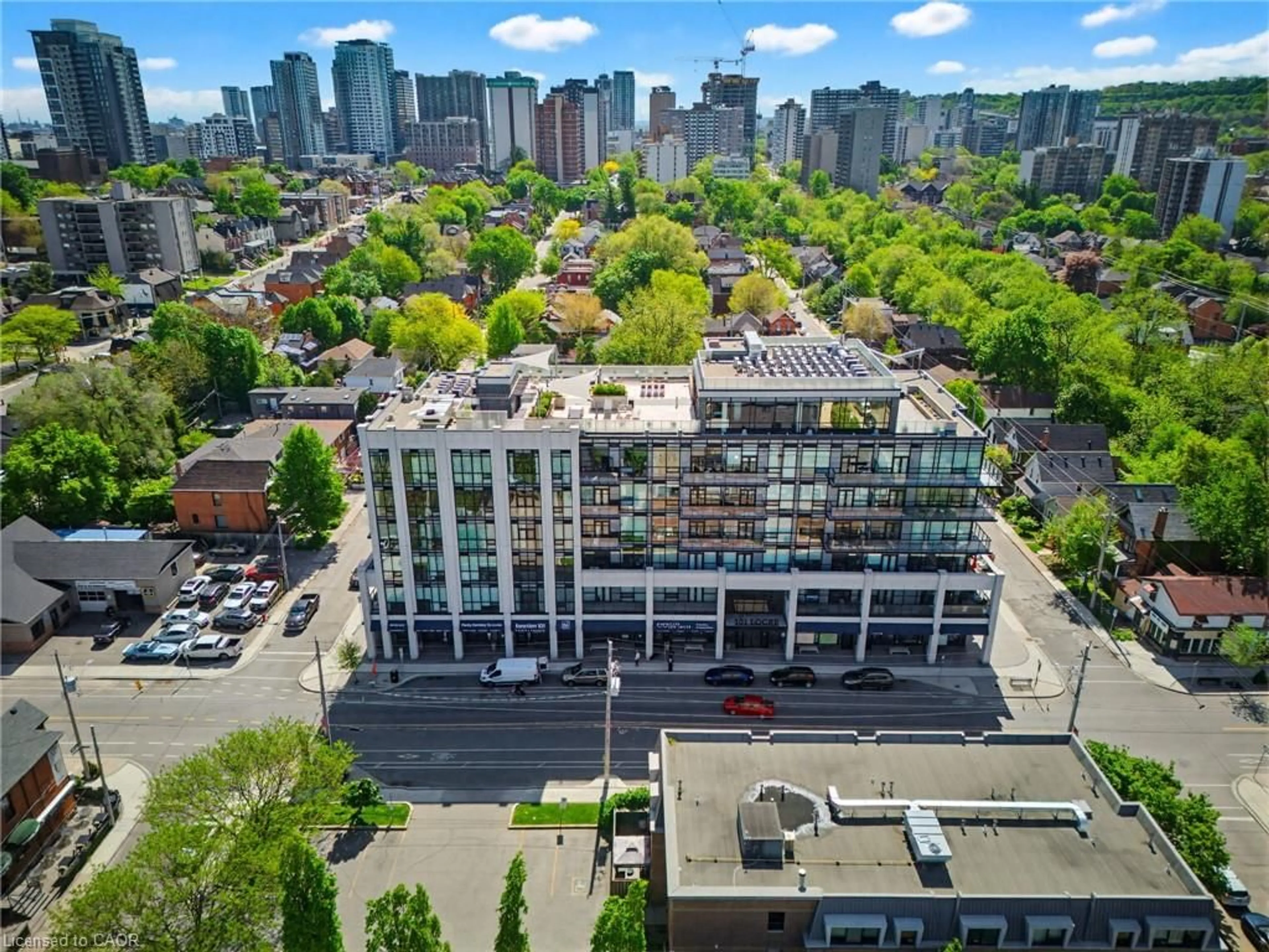 A pic from outside/outdoor area/front of a property/back of a property/a pic from drone, city buildings view from balcony for 101 Locke St #511, Hamilton Ontario L8R 2N2