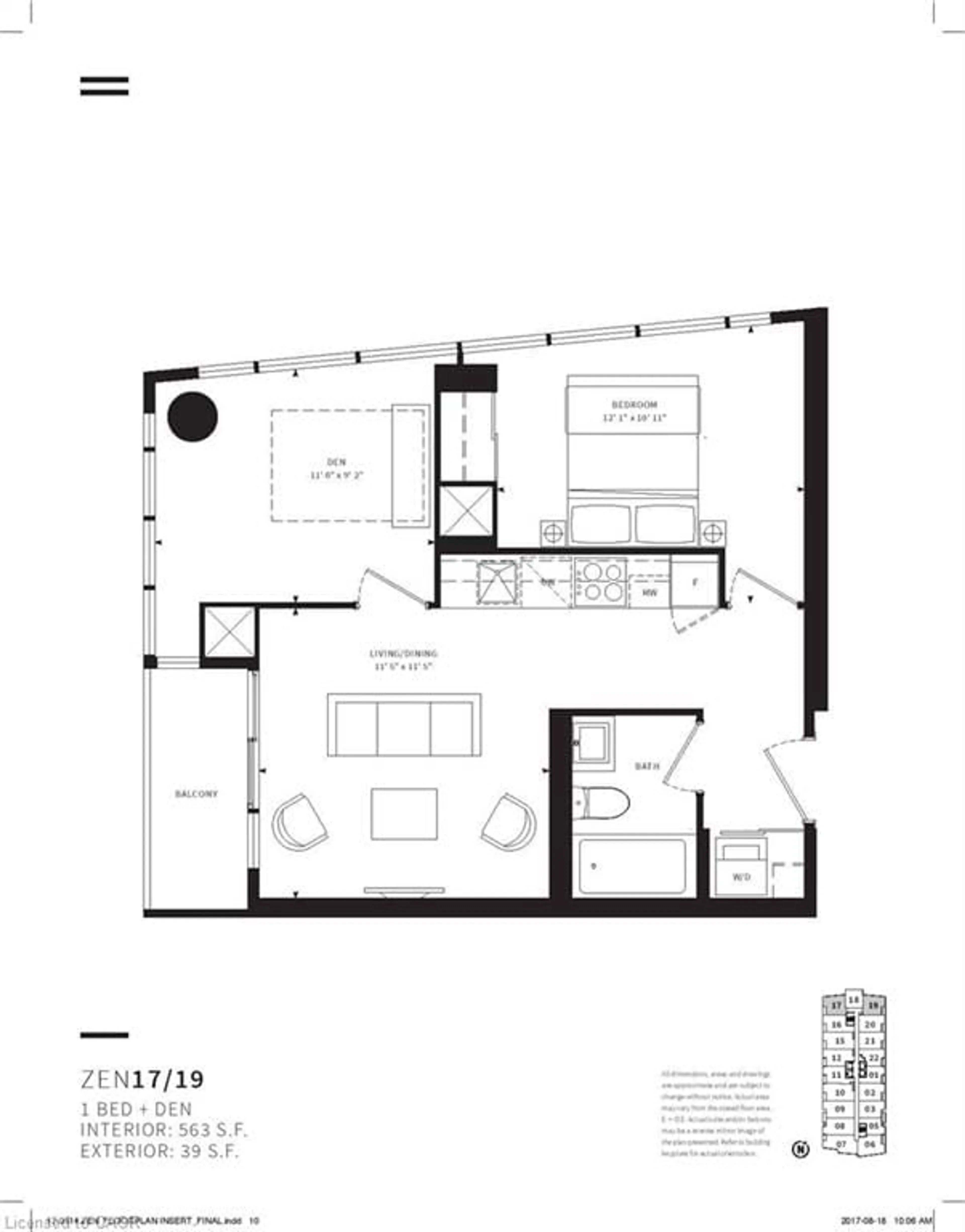 Floor plan for 19 Western Battery Rd #2117, Toronto Ontario M6K 0E3