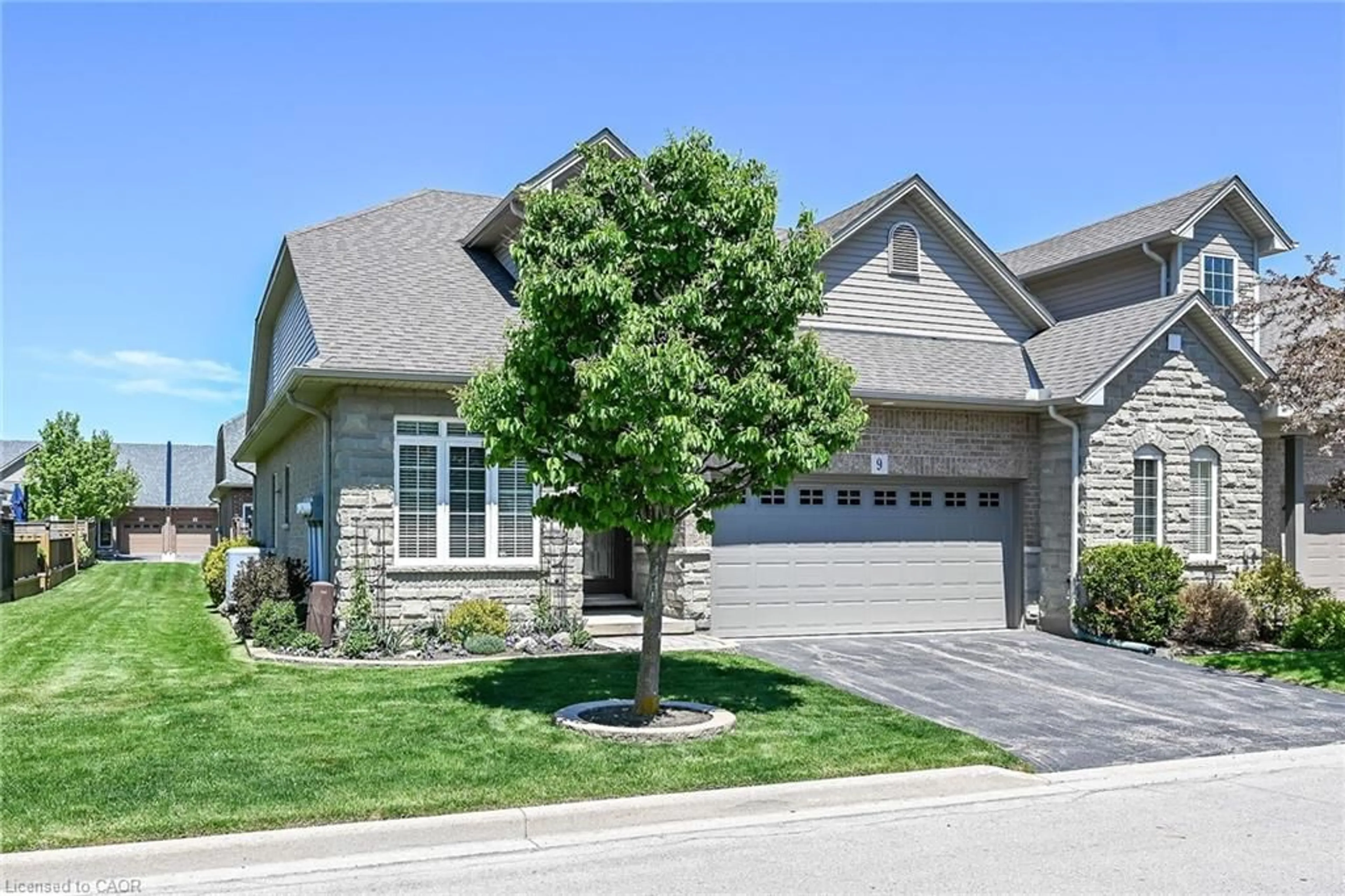 Home with brick exterior material, street for 9 Grovetree Trail, Hamilton Ontario L9B 0B7