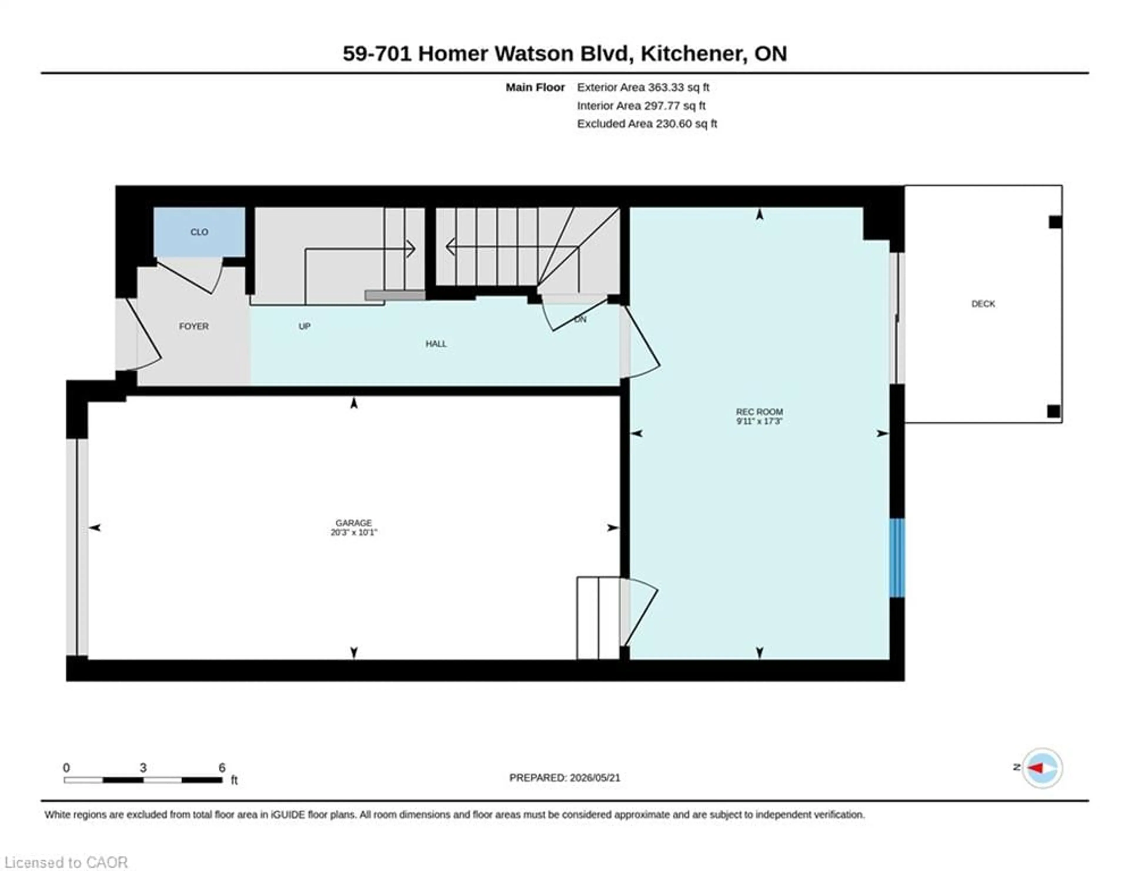 Floor plan for 701 Homer Watson Blvd #59, Kitchener Ontario N2C 0B5