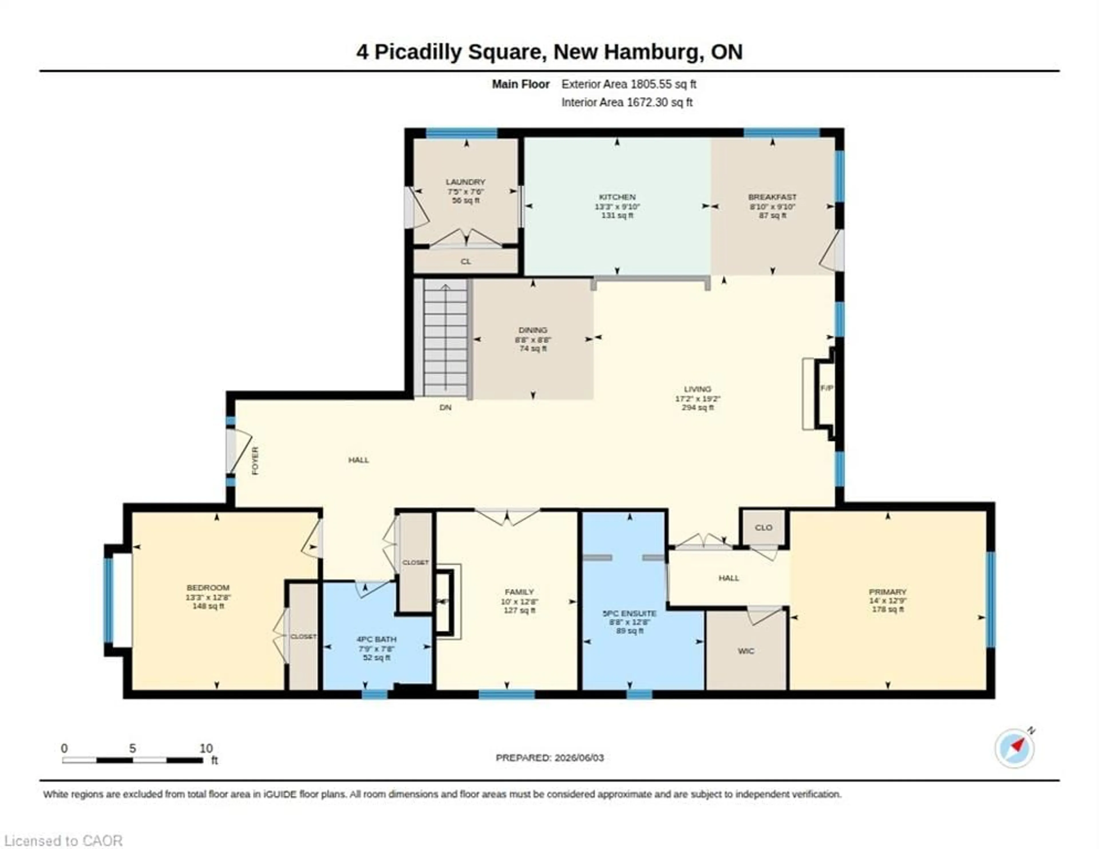 Floor plan for 4 Piccadilly Sq, New Hamburg Ontario N3A 0C7