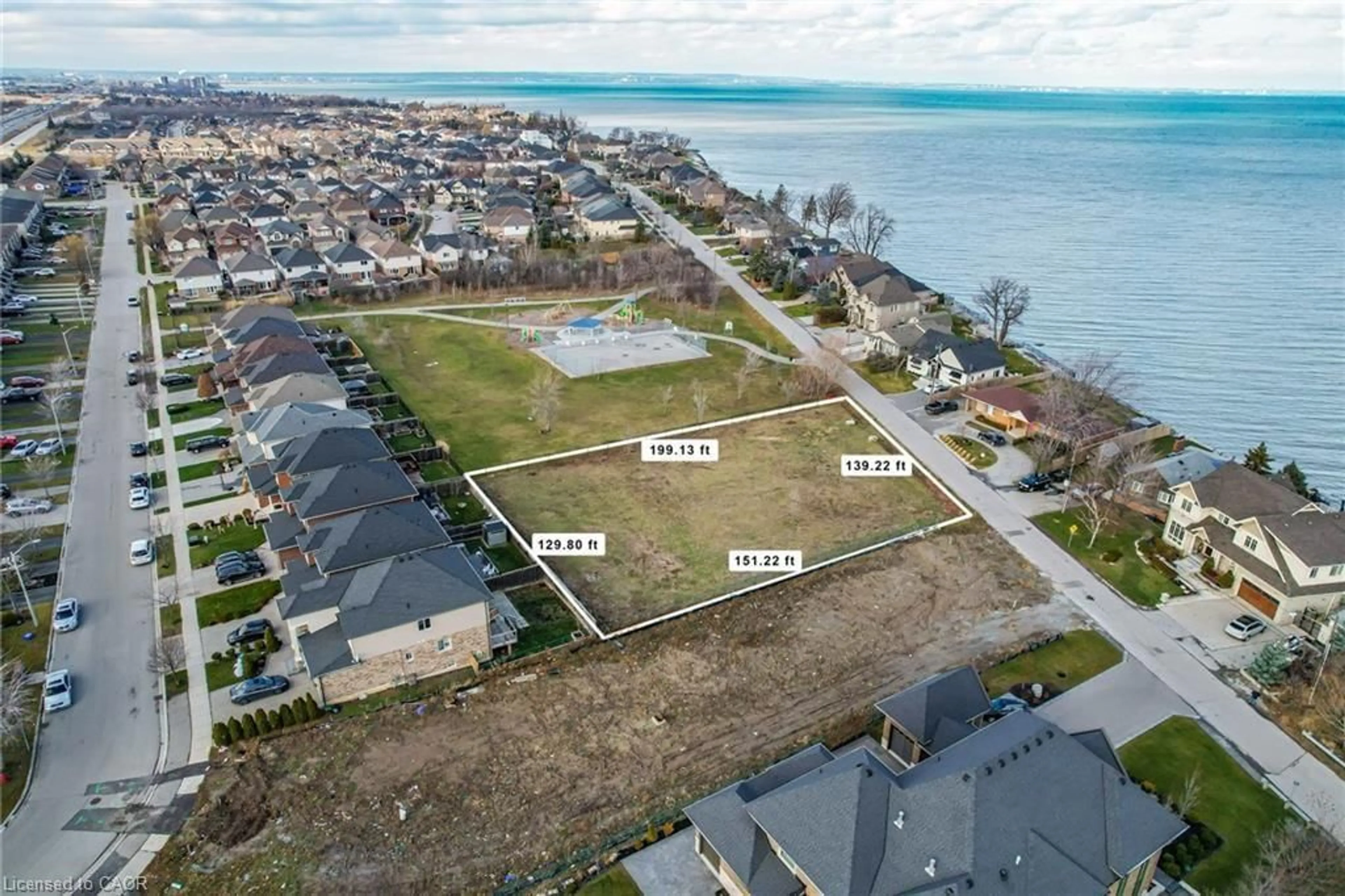 A pic from outside/outdoor area/front of a property/back of a property/a pic from drone, water/lake/river/ocean view for 67 Seabreeze Cres, Stoney Creek Ontario L8E 5C9