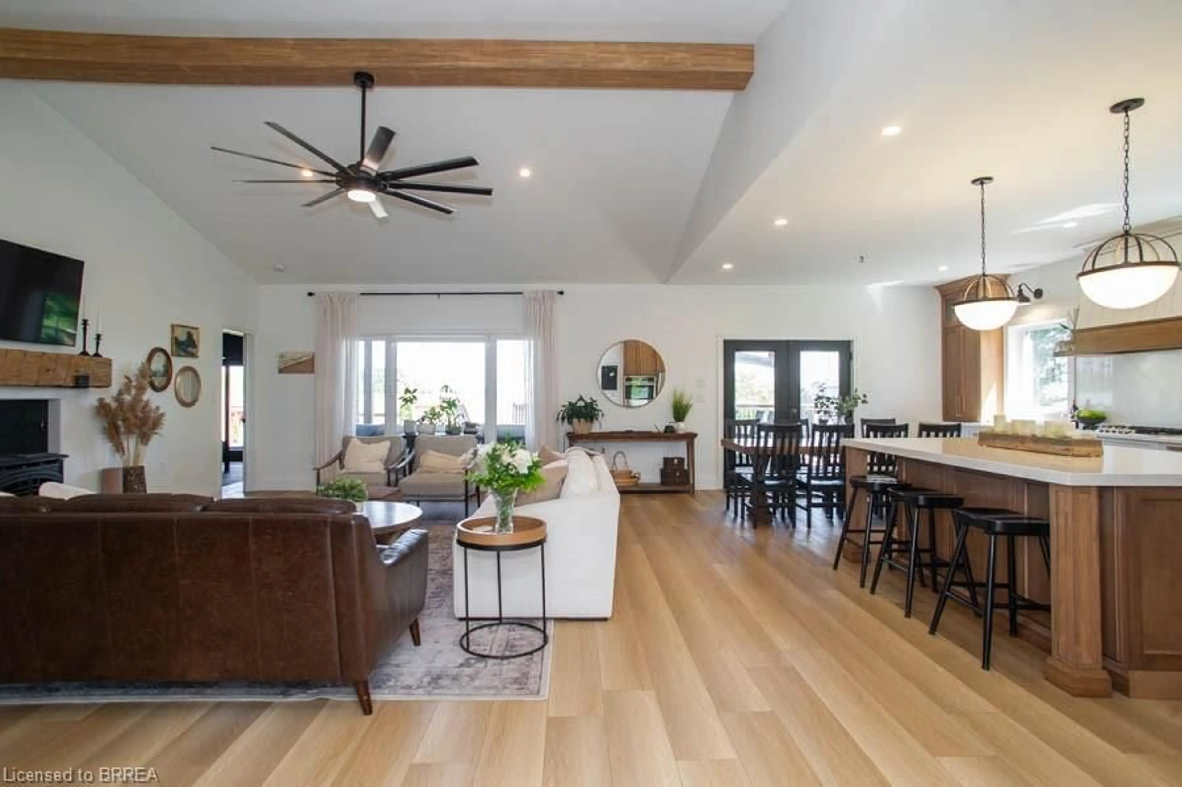 Open concept kitchen, wood/laminate floor for 1843 Concession 6 Walpole, Jarvis Ontario N0A 1J0