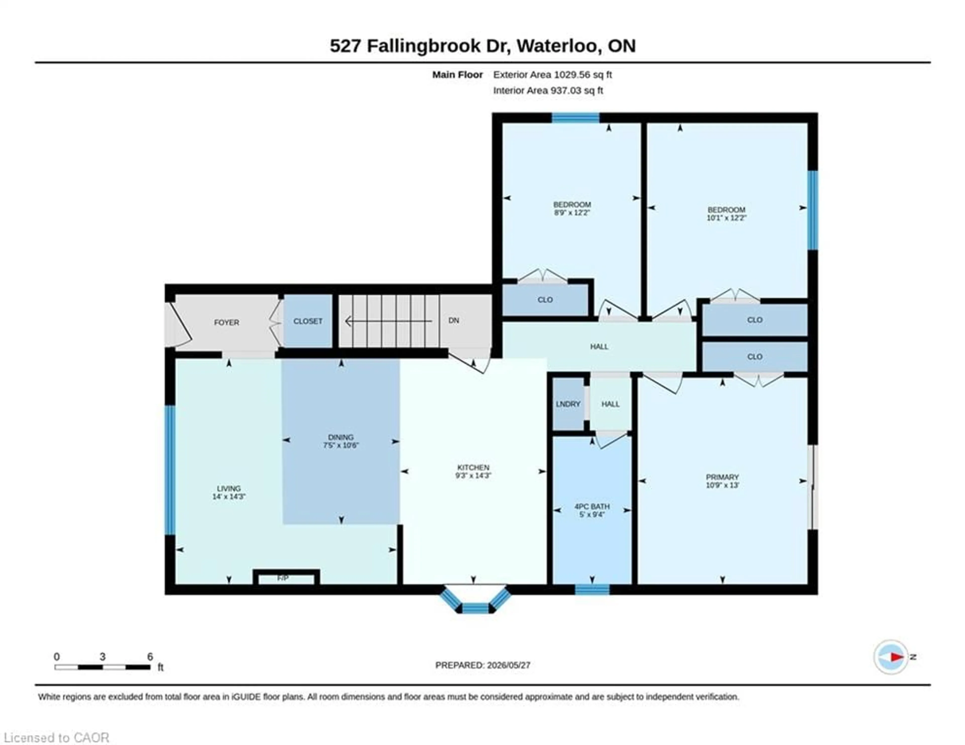 Floor plan for 527 Fallingbrook Dr, Waterloo Ontario N2L 4N2