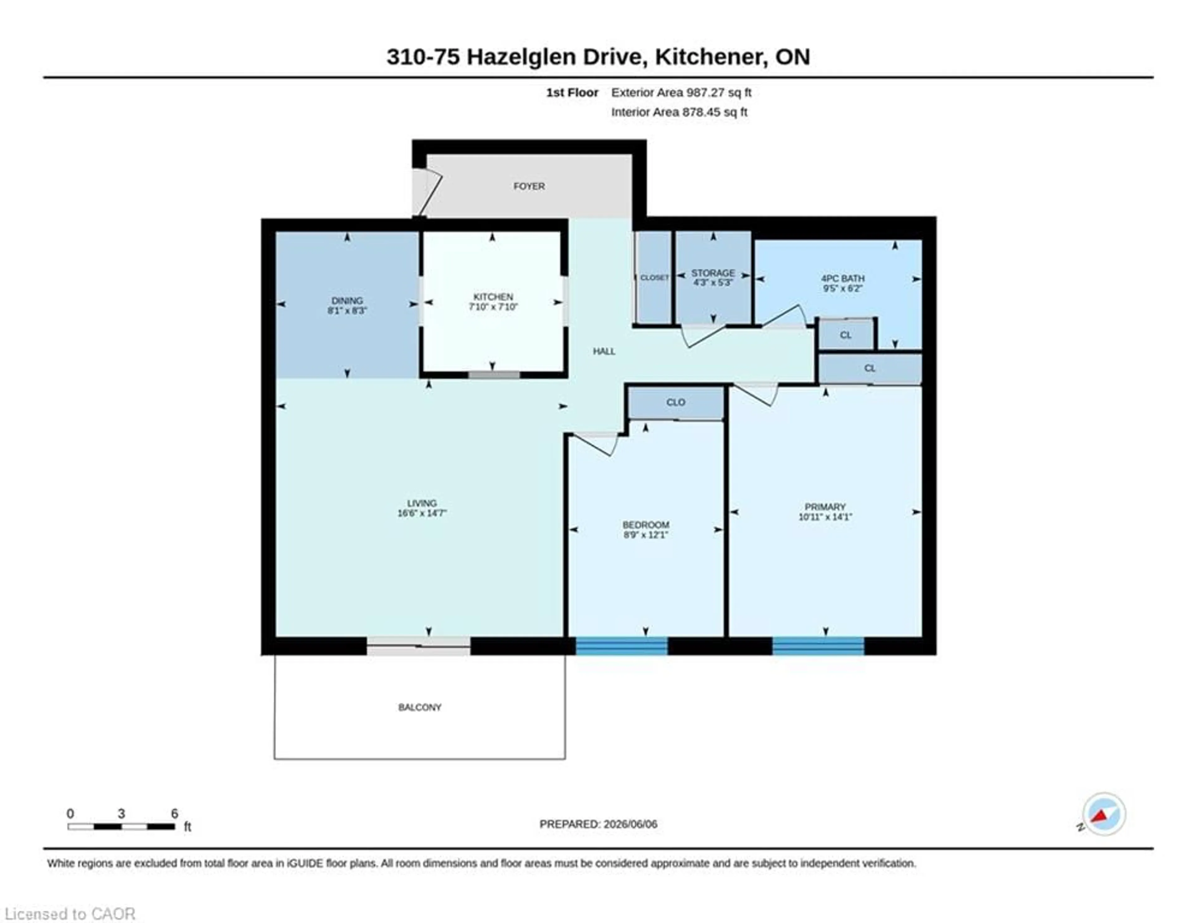 Floor plan for 75 Hazelglen Dr #310, Kitchener Ontario N2M 2E2