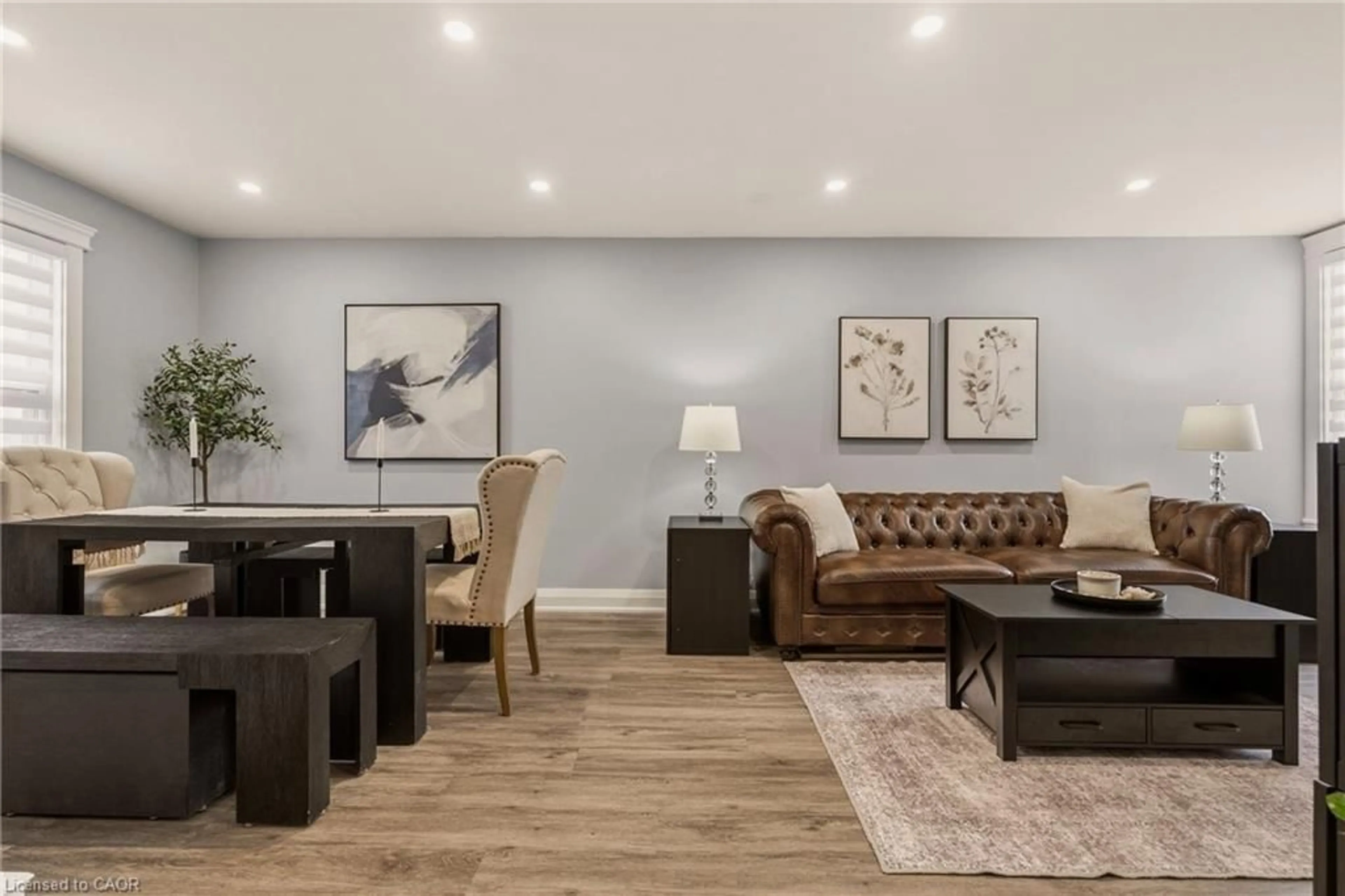 Living room with furniture, wood/laminate floor for 14 Mars Ave, Hamilton Ontario L8L 3V8