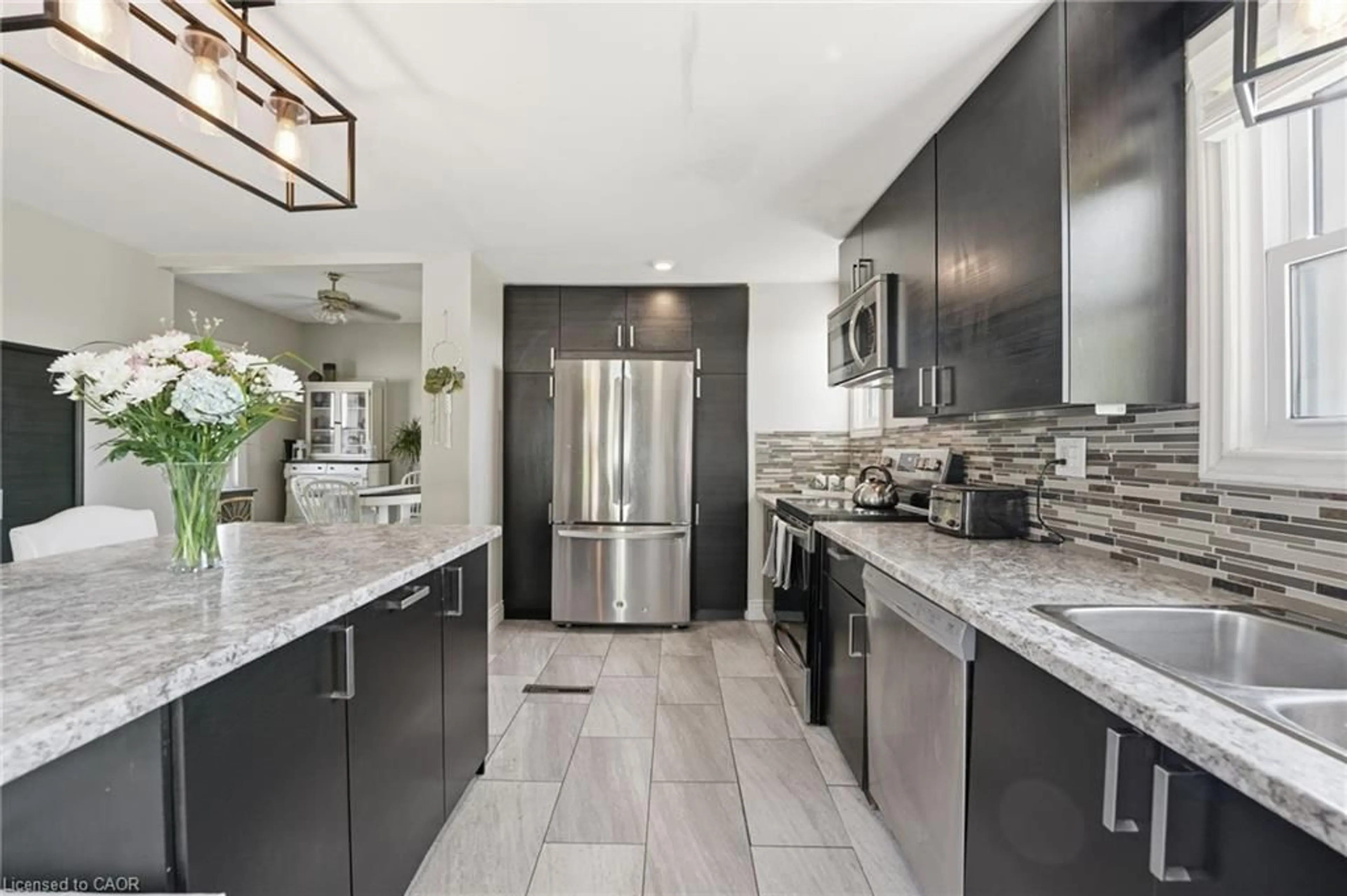 Open concept kitchen, ceramic/tile floor for 1497 County Line, Hagersville Ontario N0E 1Y0