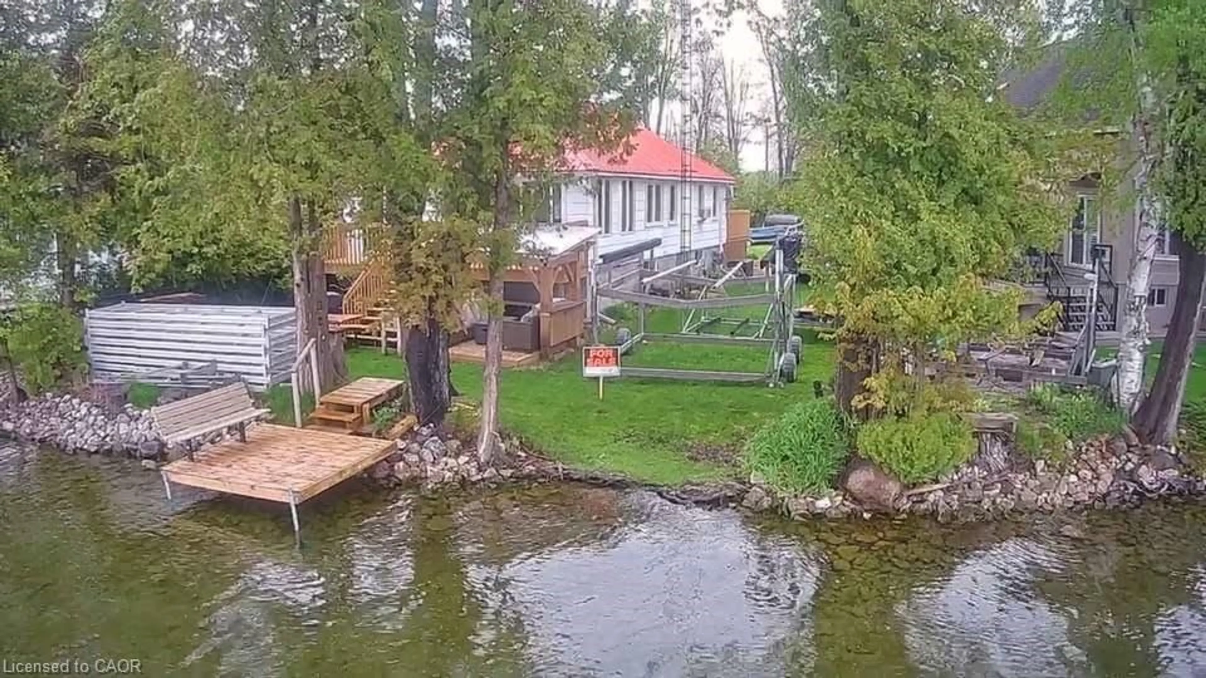 A pic from outside/outdoor area/front of a property/back of a property/a pic from drone, water/lake/river/ocean view for 4250 Plum Point Rd, Ramara Ontario L3V 0P8