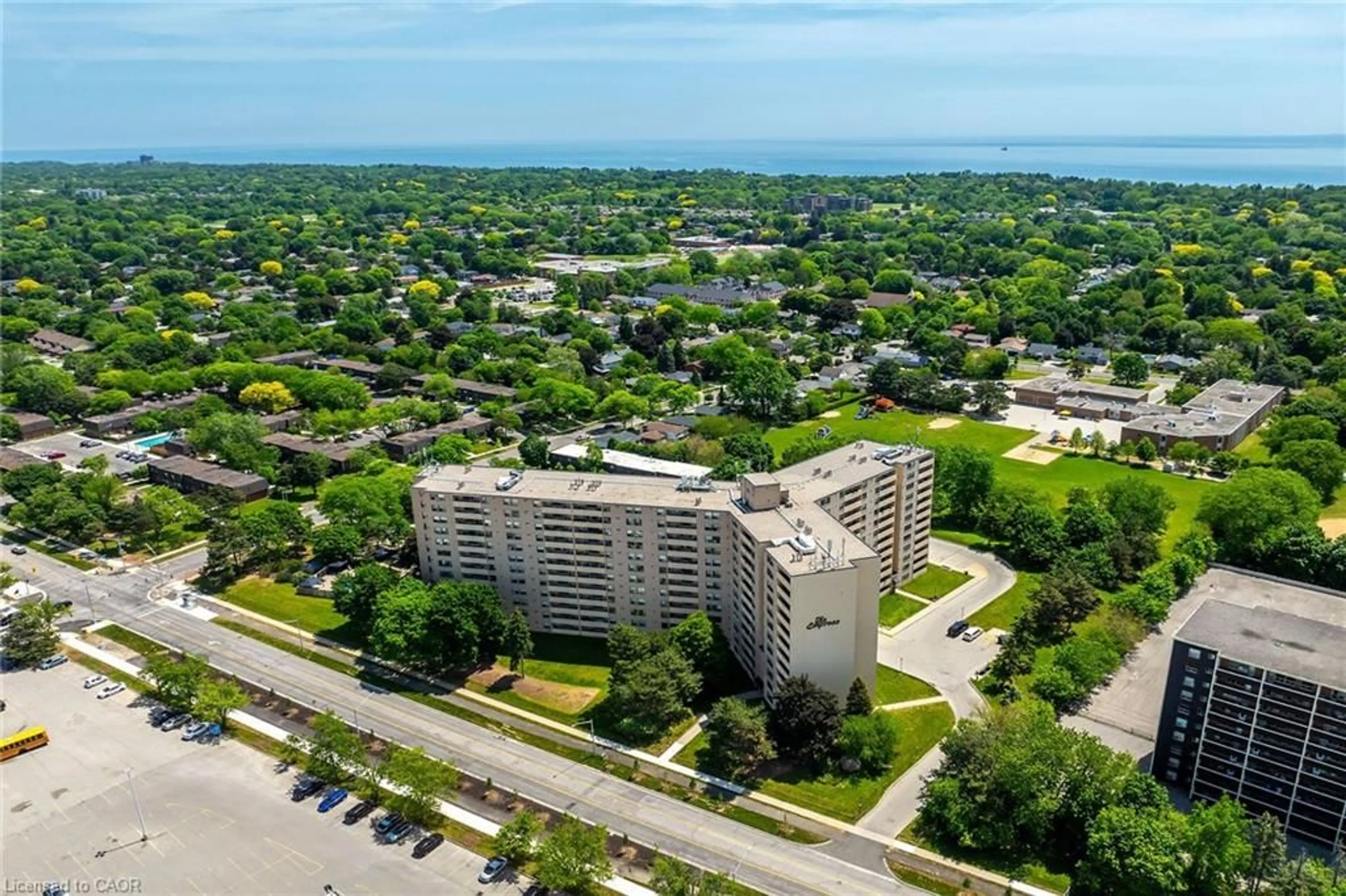 A pic from outside/outdoor area/front of a property/back of a property/a pic from drone, city buildings view from balcony for 700 Dynes Rd #1005, Burlington Ontario L8N 3M2