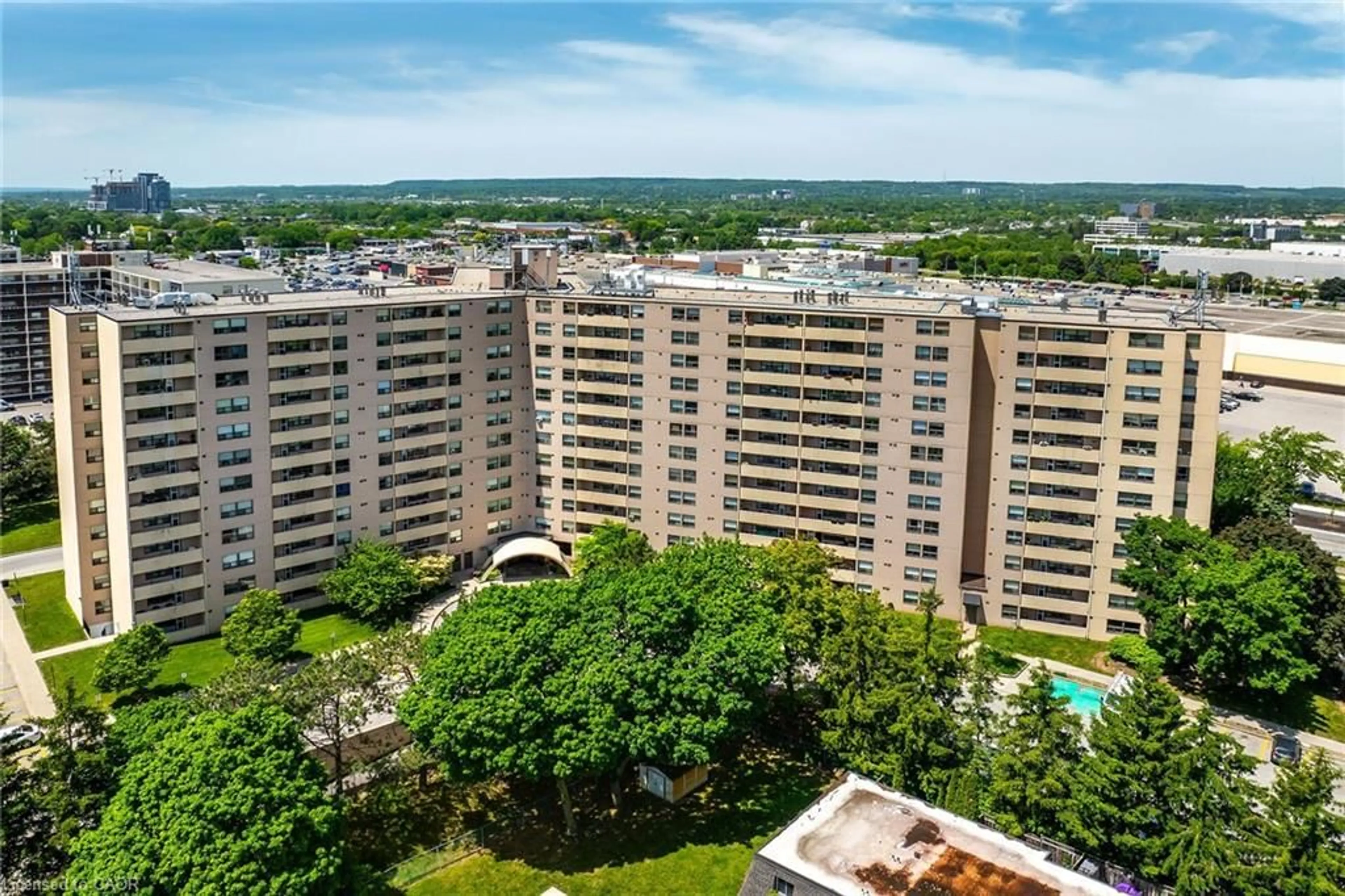 A pic from outside/outdoor area/front of a property/back of a property/a pic from drone, city buildings view from balcony for 700 Dynes Rd #1005, Burlington Ontario L8N 3M2