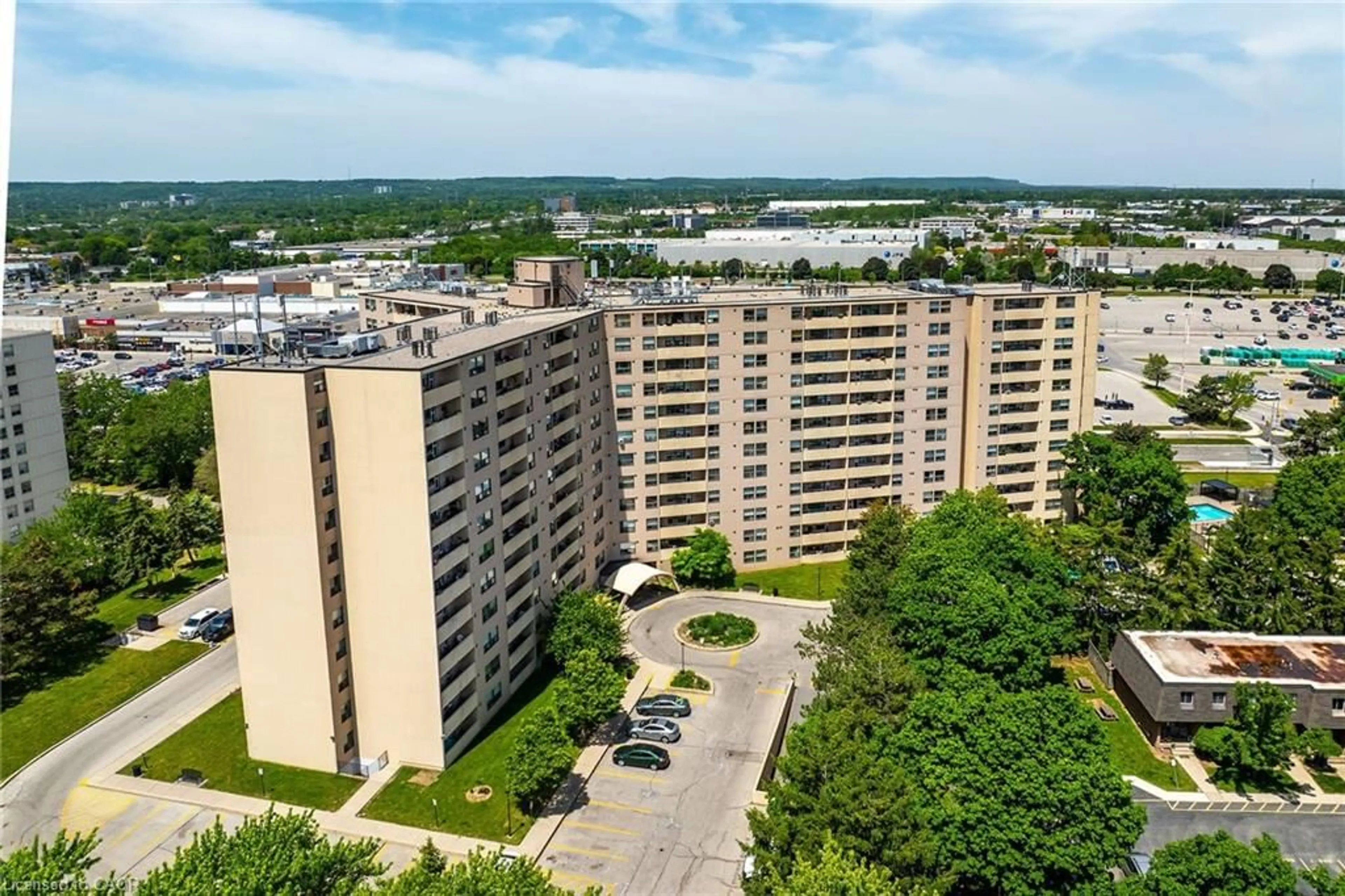 A pic from outside/outdoor area/front of a property/back of a property/a pic from drone, city buildings view from balcony for 700 Dynes Rd #1005, Burlington Ontario L8N 3M2