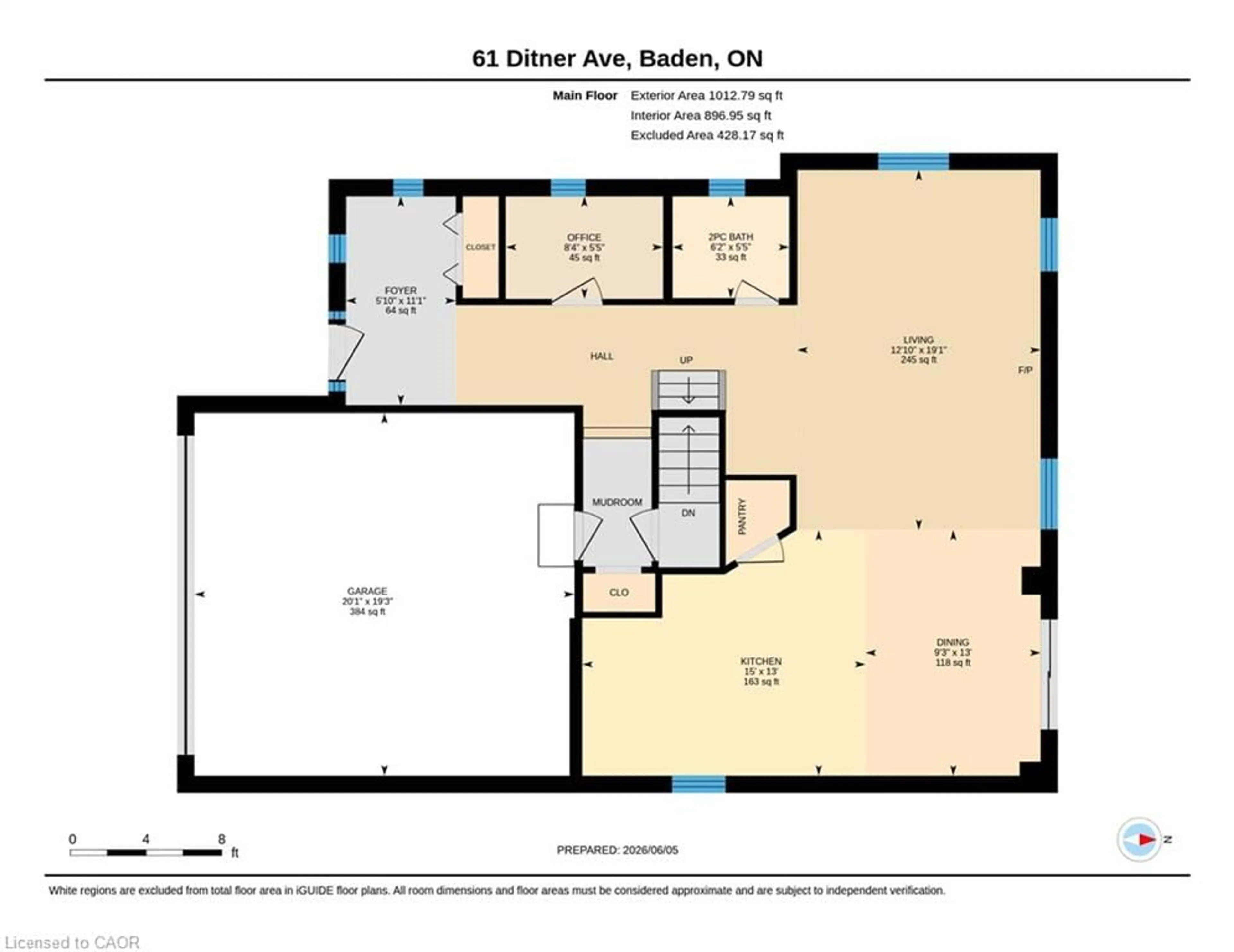 Floor plan for 61 Ditner Ave, Baden Ontario N3A 4L1