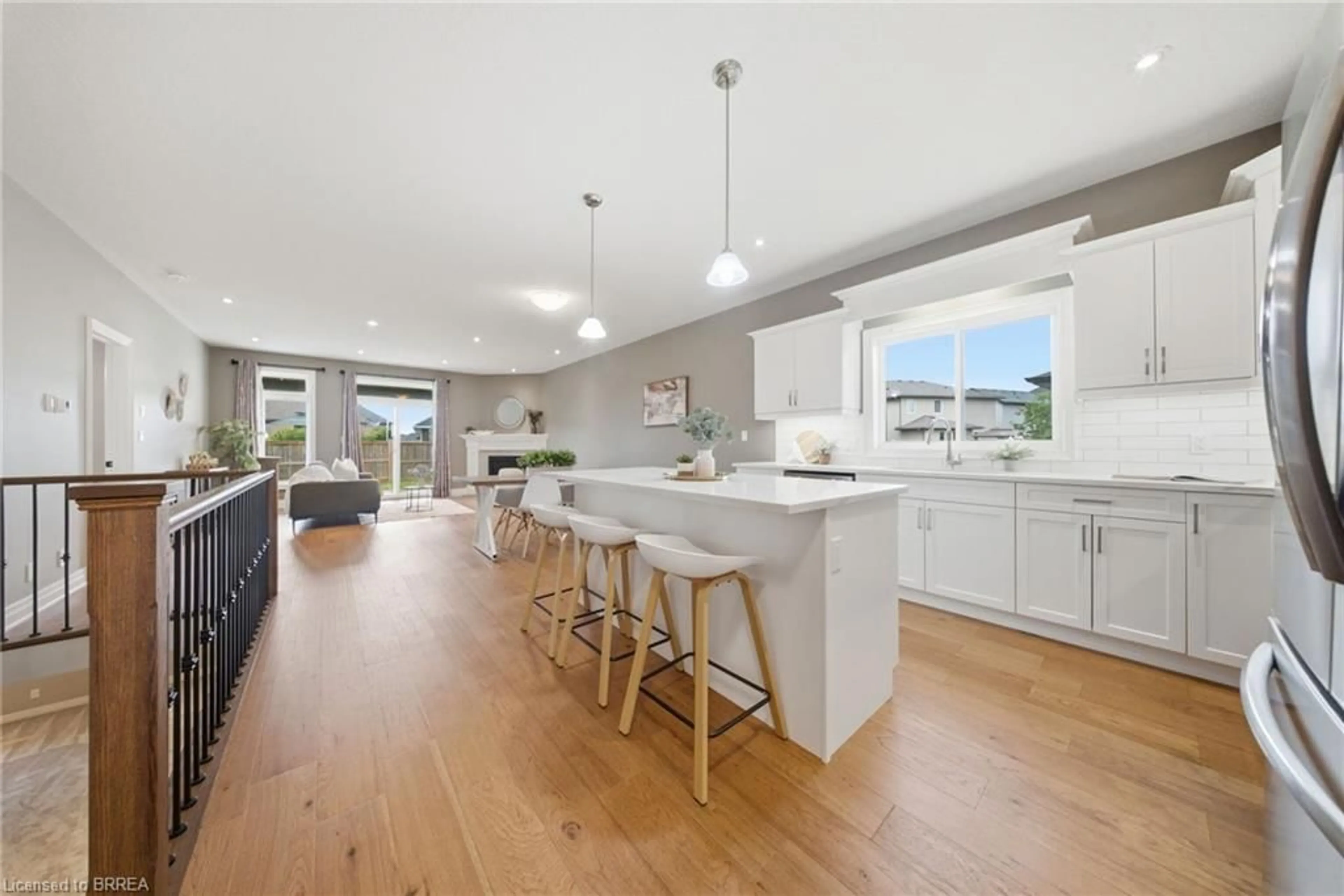 Open concept kitchen, wood/laminate floor for 57 Mckeen St, Jarvis Ontario N0A 1J0