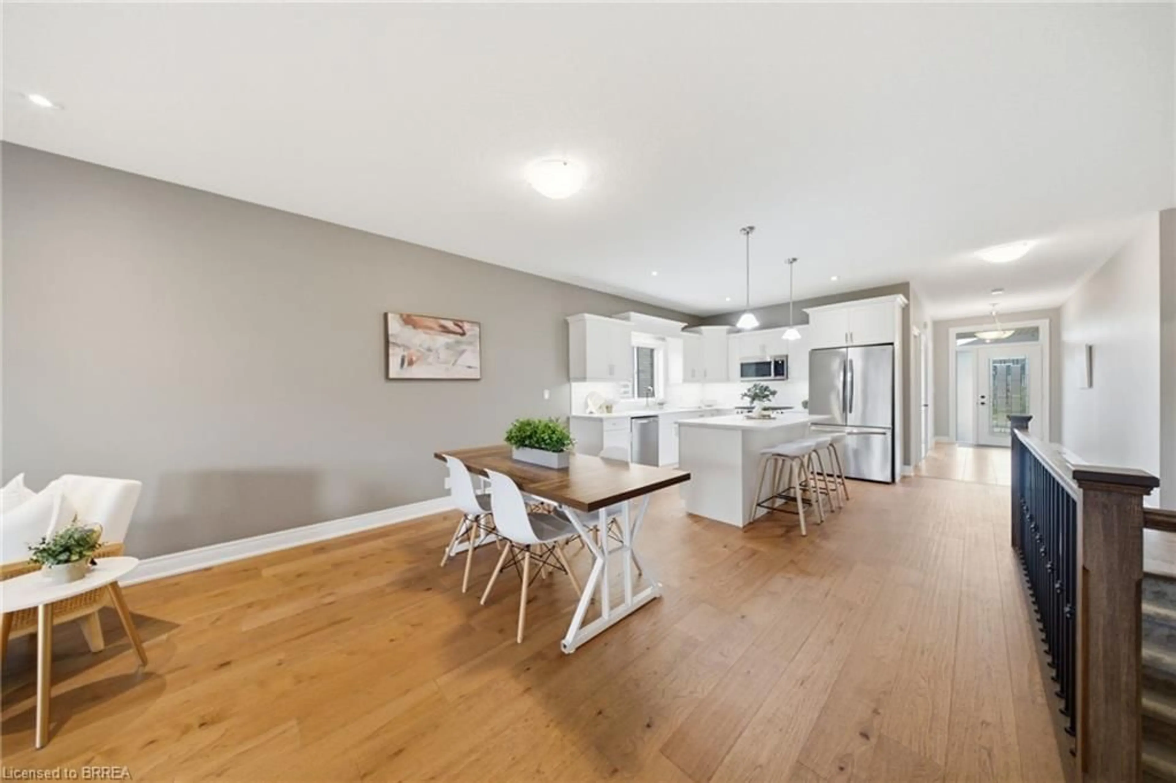 Open concept kitchen, wood/laminate floor for 57 Mckeen St, Jarvis Ontario N0A 1J0