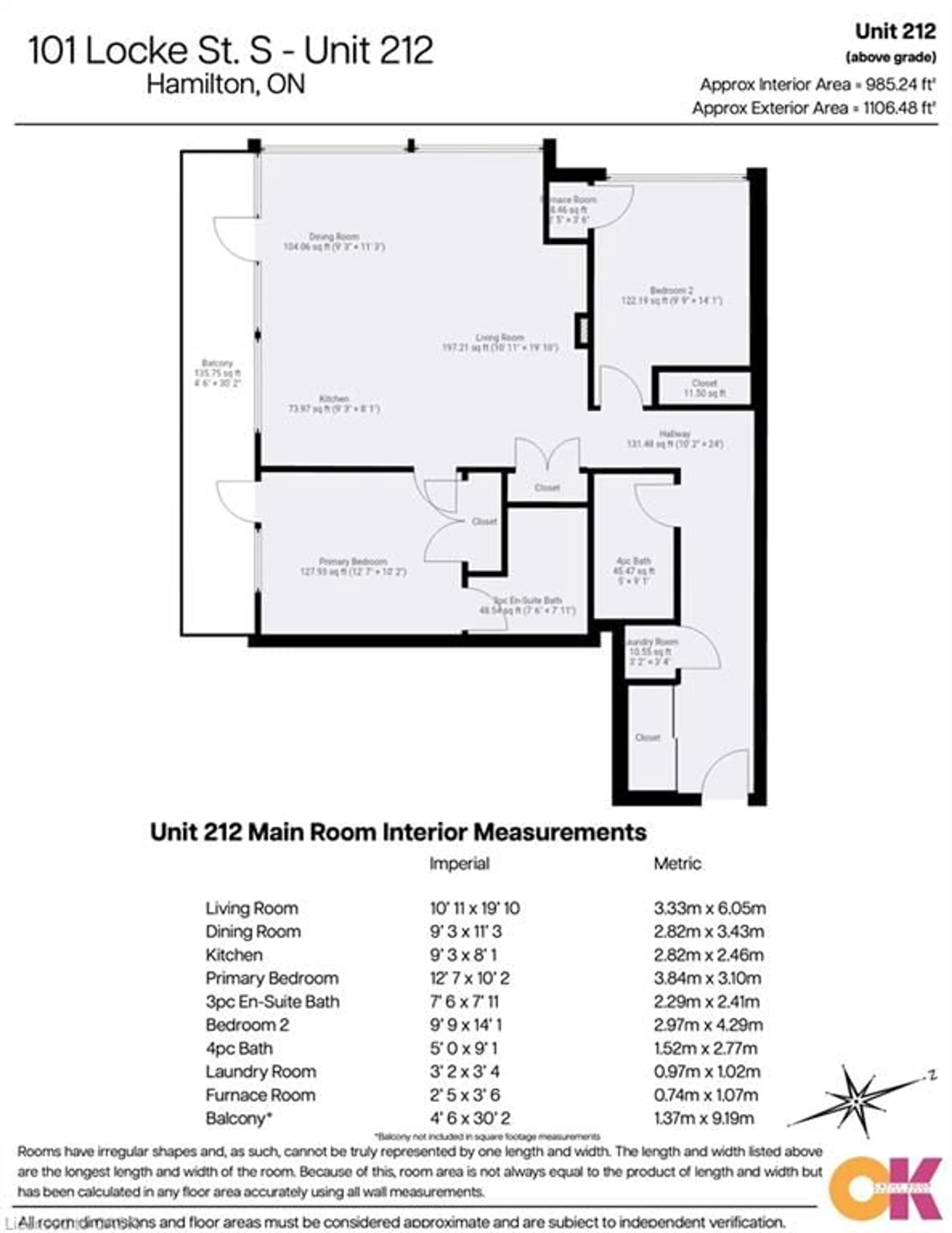 Floor plan for 101 Locke St #212, Hamilton Ontario L8P 4A6