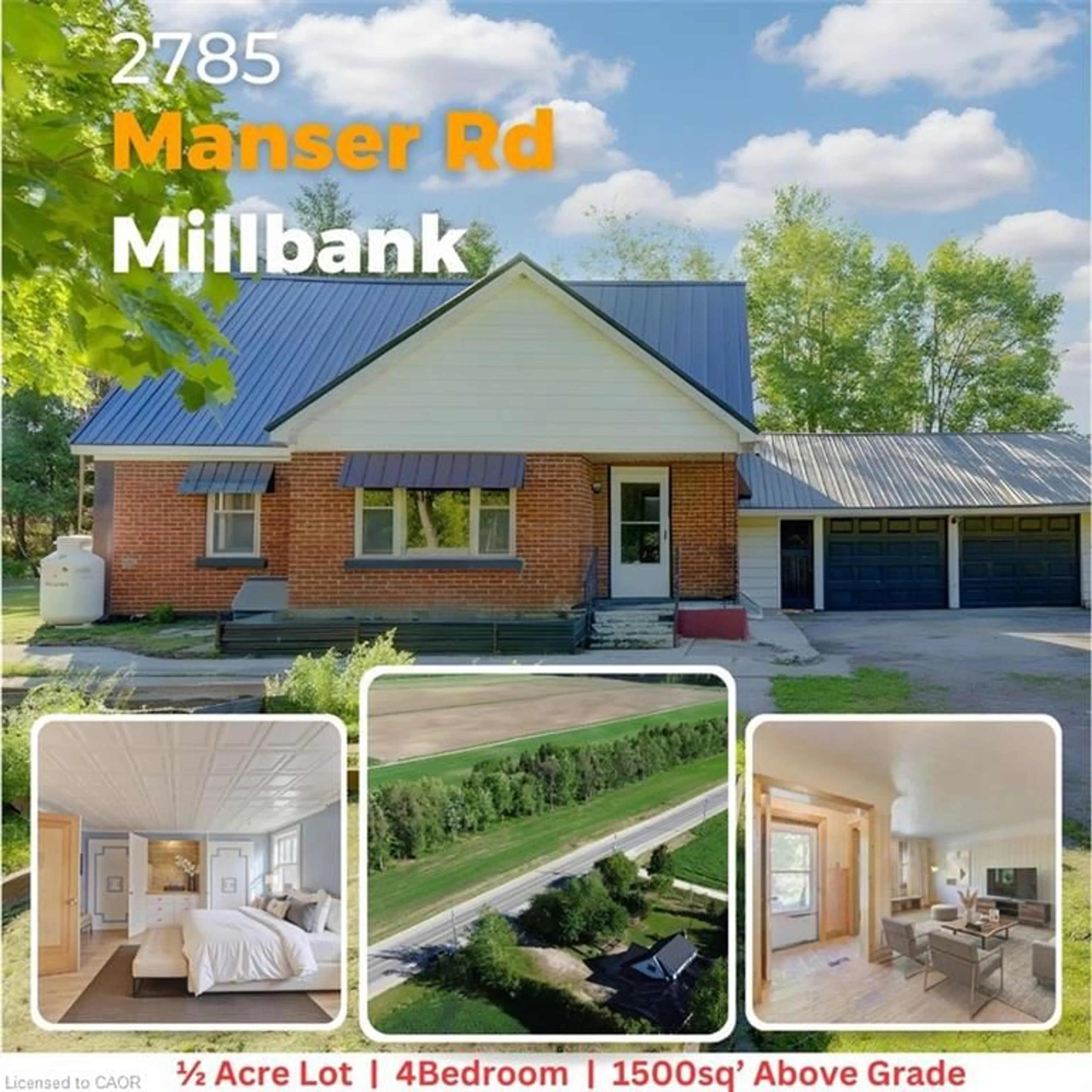 Home with brick exterior material, street for 2785 Manser Rd, Millbank Ontario N0K 1L0