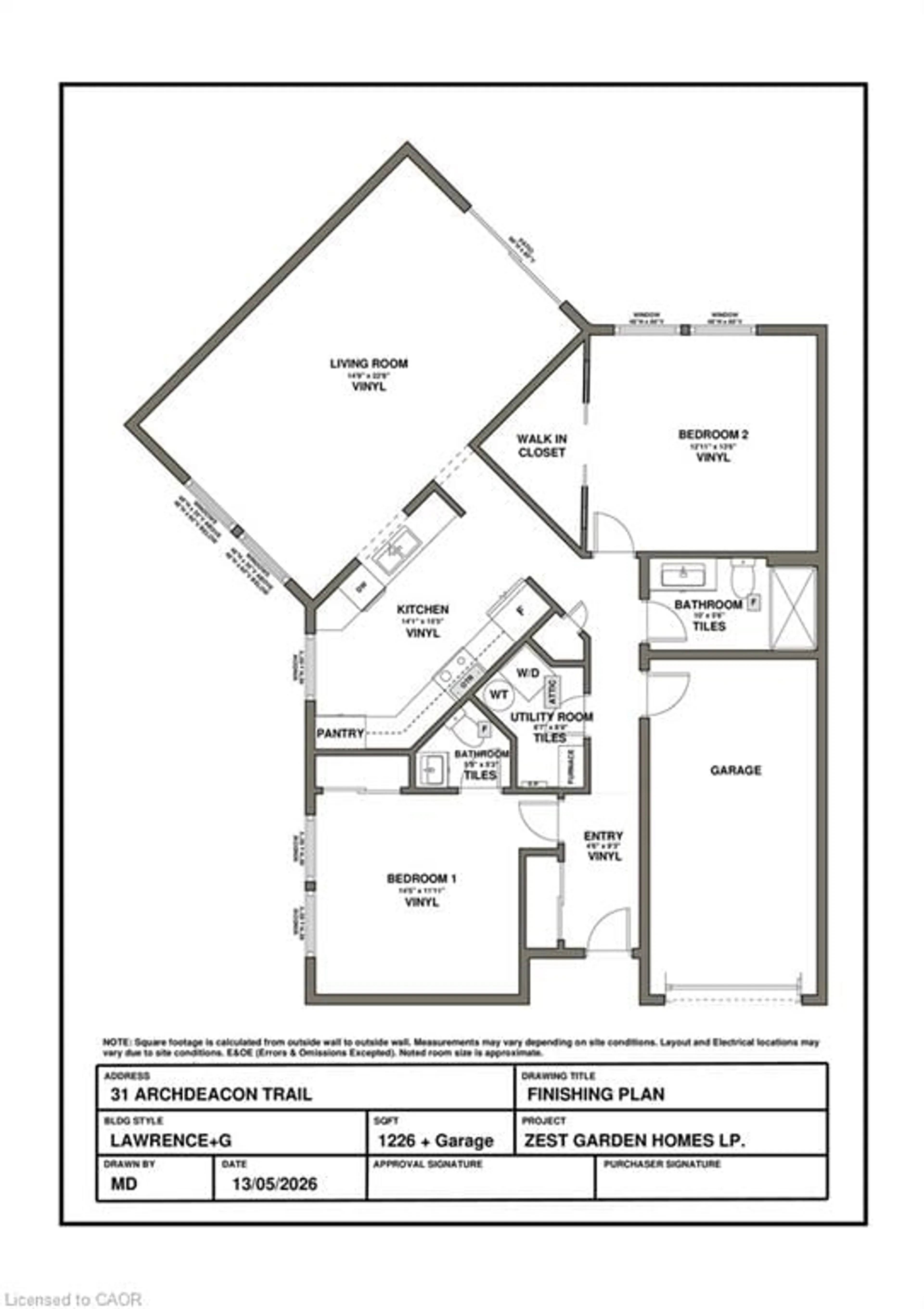 Floor plan for 31 Archdeacon Clark Trail, Hamilton Ontario L9B 2M1
