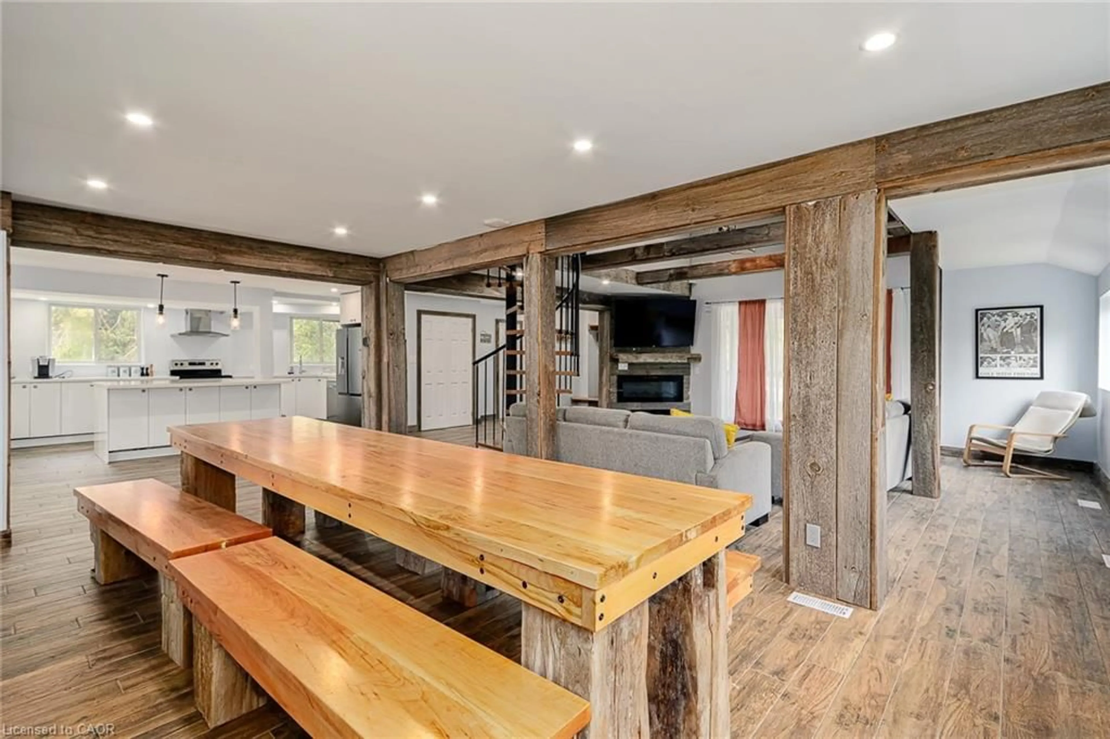 Open concept kitchen, wood/laminate floor for 112 Nordic Rd, Ravenna Ontario N0H 2E0