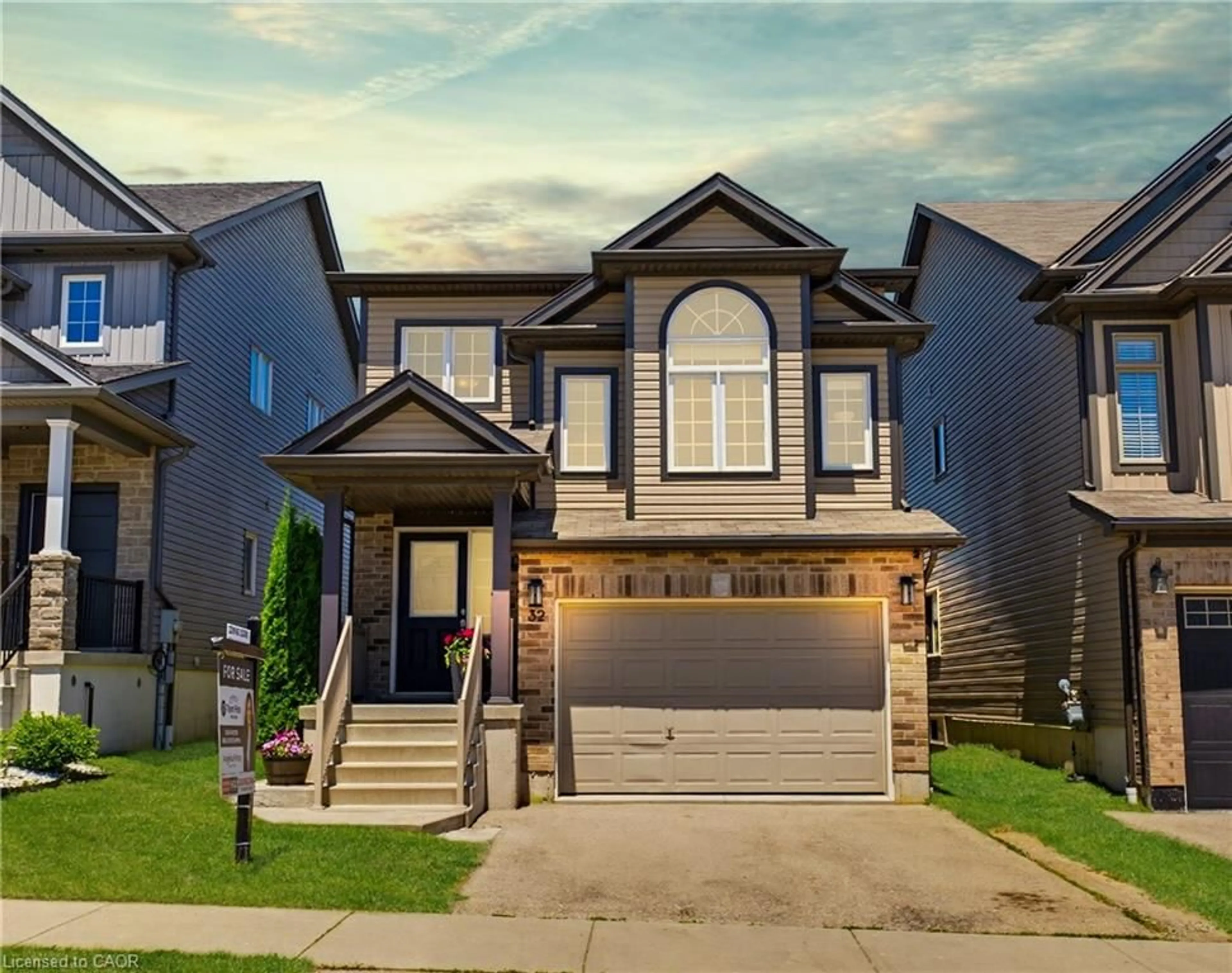 Home with vinyl exterior material, street for 32 Sorrento St, Kitchener Ontario N2R 0A4