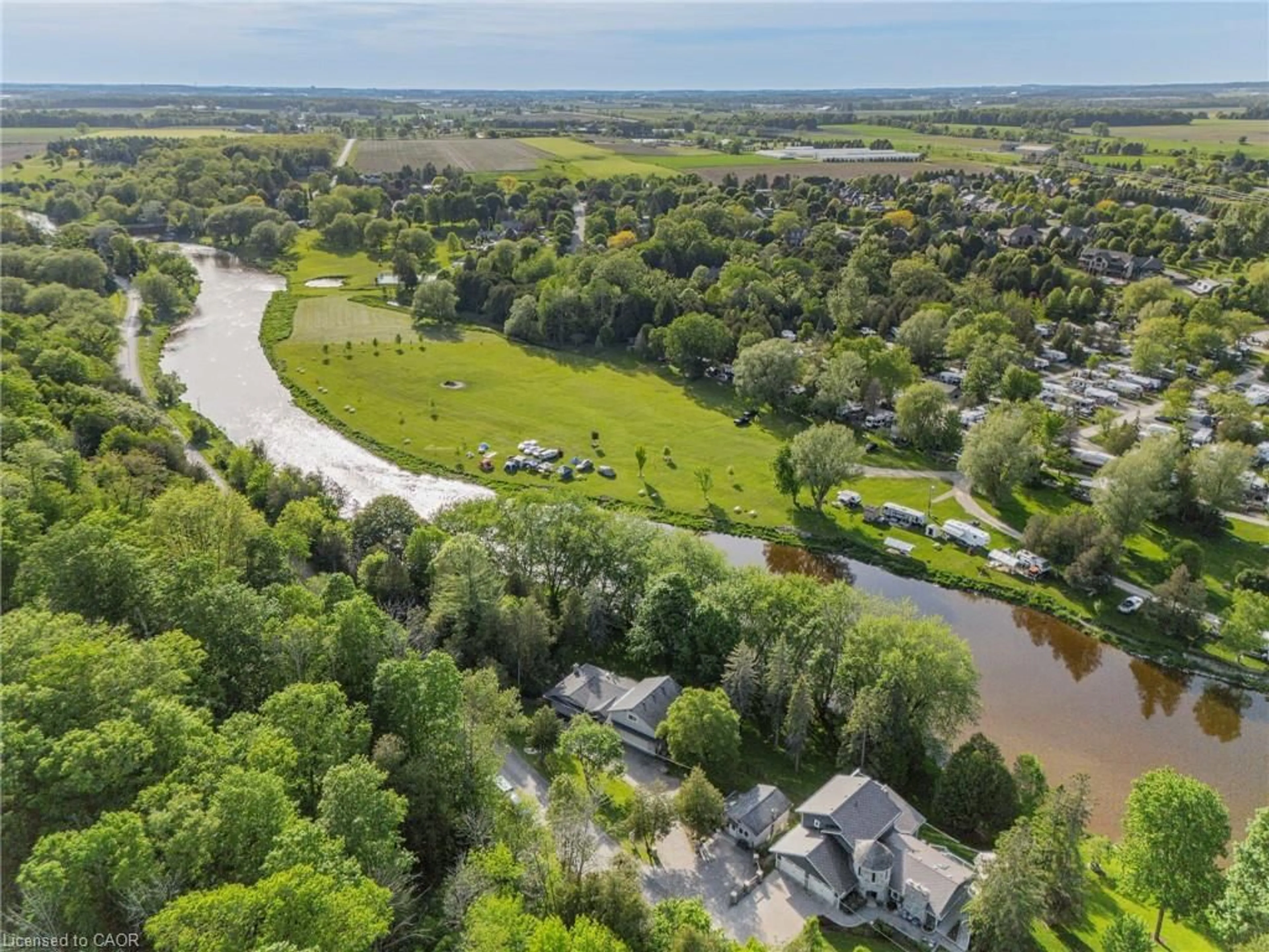 A pic from outside/outdoor area/front of a property/back of a property/a pic from drone, water/lake/river/ocean view for 1135 Rivers Edge Dr, West Montrose Ontario N0B 2V0