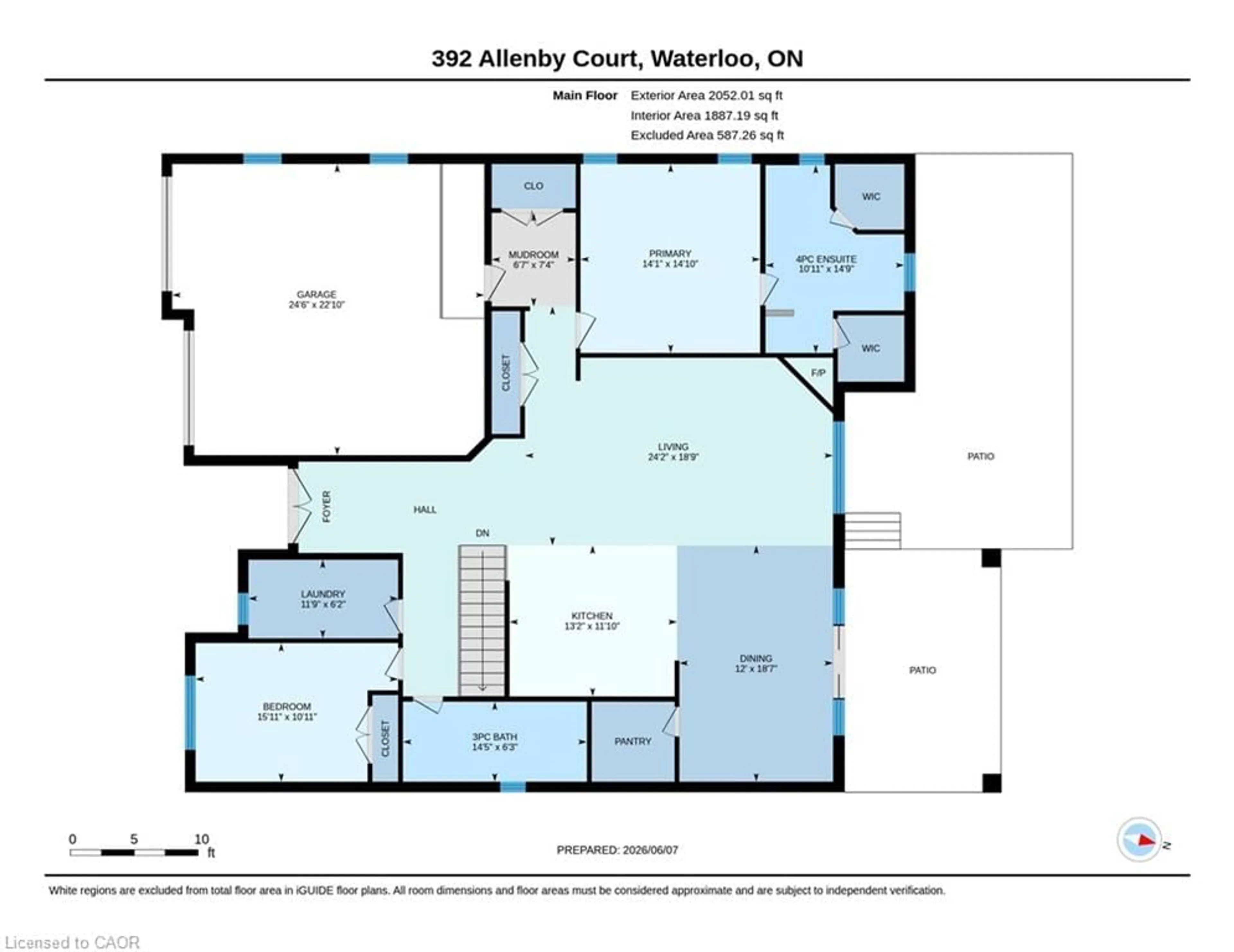 Floor plan for 392 Allenby Crt, Waterloo Ontario N2K 3J8