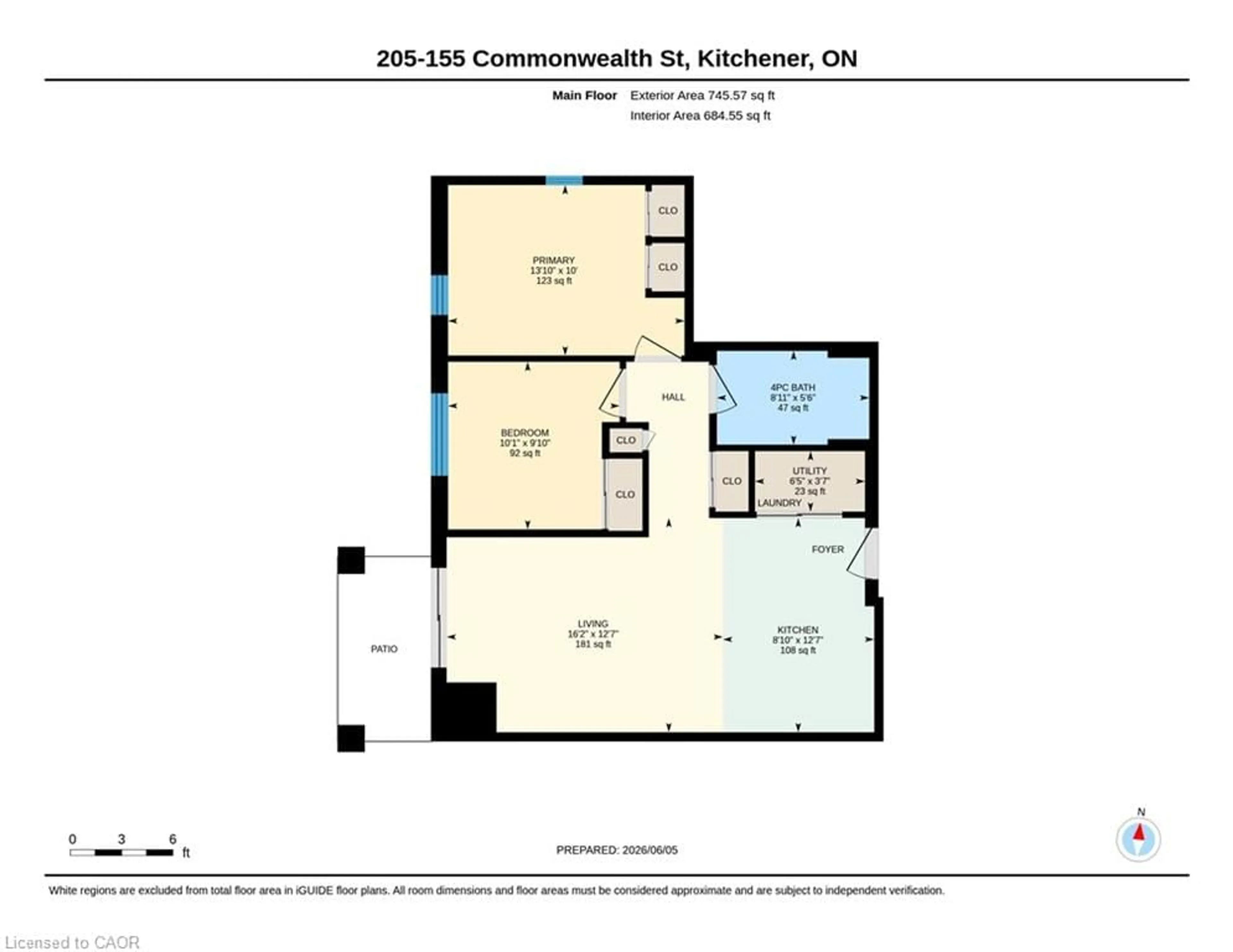 Floor plan for 155 Commonwealth St #205, Kitchener Ontario N2E 0G5