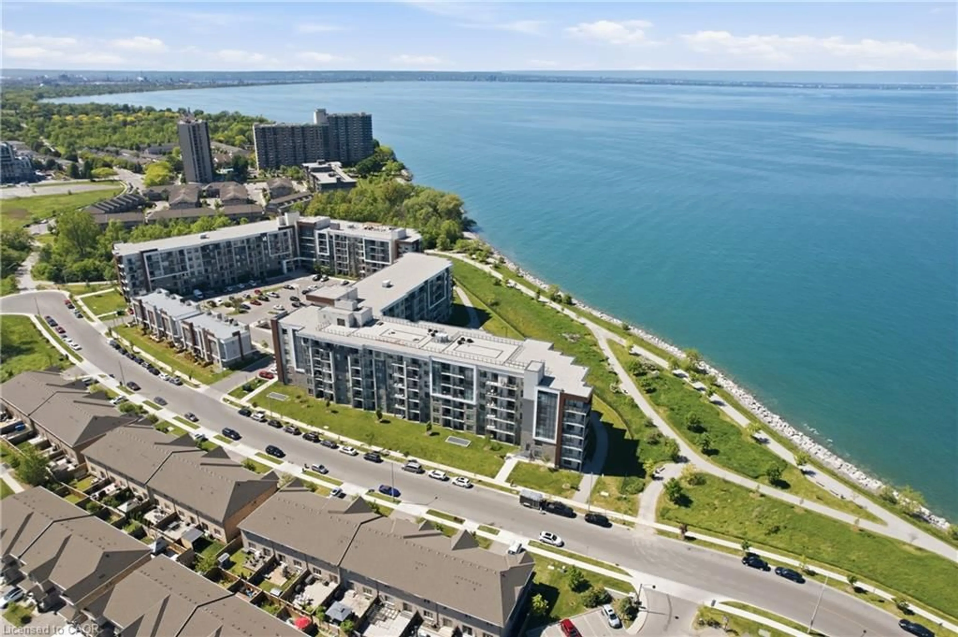 A pic from outside/outdoor area/front of a property/back of a property/a pic from drone, water/lake/river/ocean view for 101 Shoreview Pl #129, Stoney Creek Ontario L8E 0K2