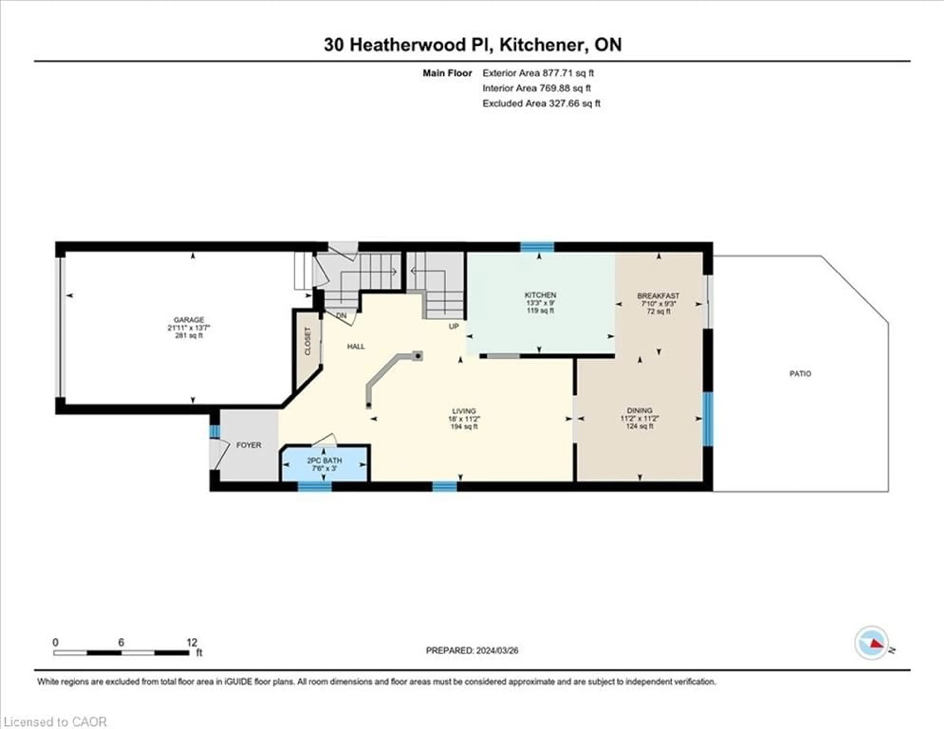 Floor plan for 30 Heatherwood Pl, Kitchener Ontario N2N 3P4