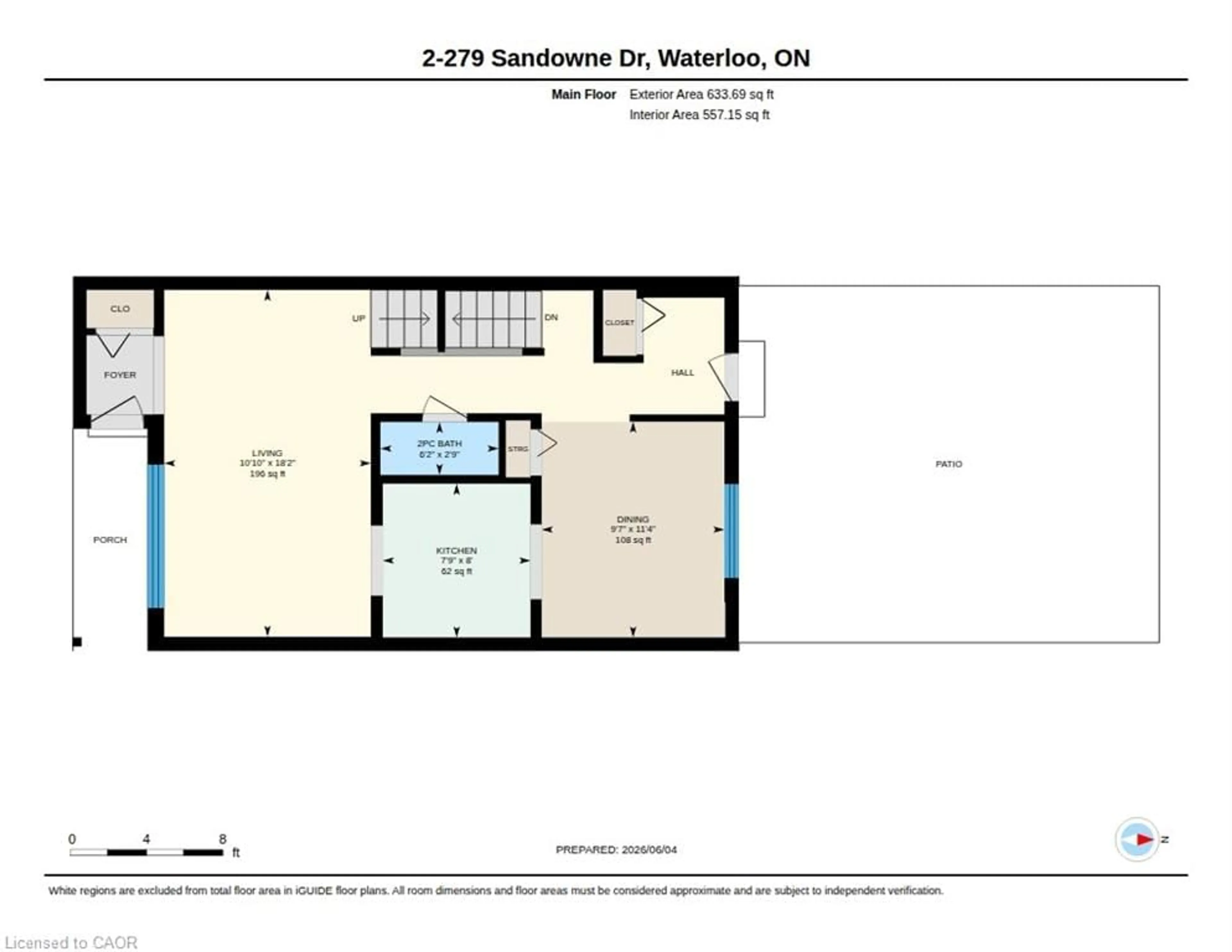 Floor plan for 279 Sandowne Dr #2, Waterloo Ontario N2K 2C1