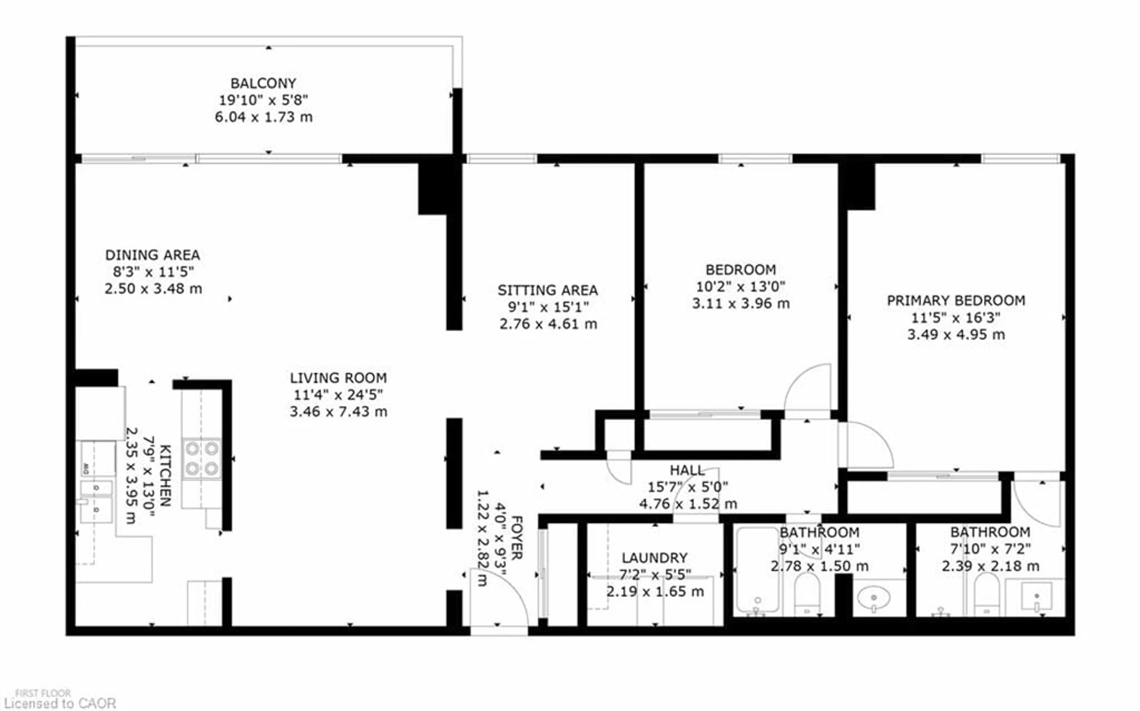 Floor plan for 2055 Upper Middle Rd #1504, Burlington Ontario L7P 3P4