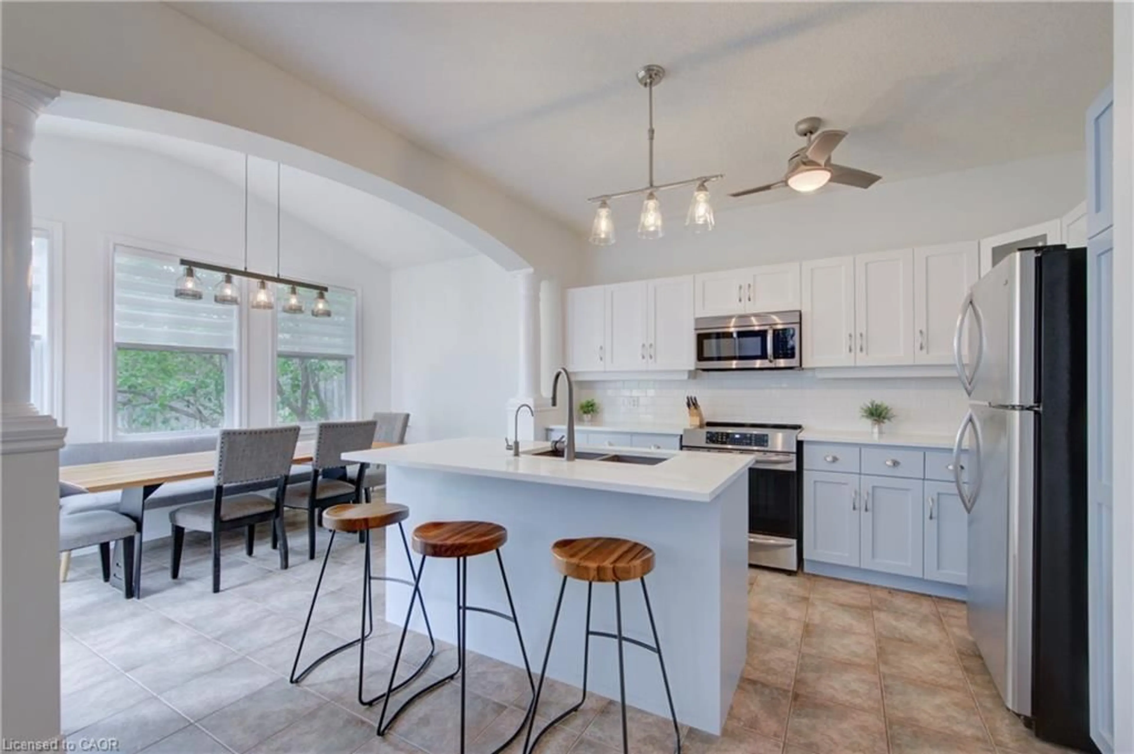 Open concept kitchen, ceramic/tile floor for 729 Keats Way, Waterloo Ontario N2T 2Y2