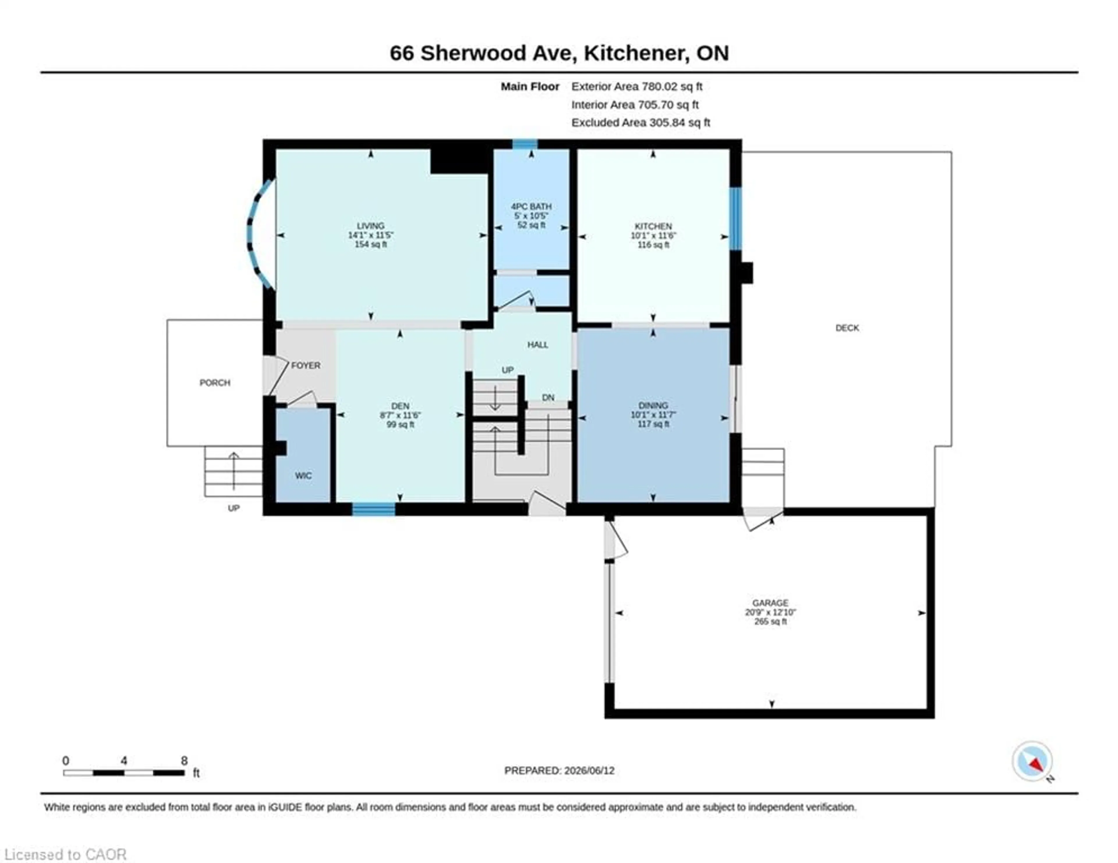 Floor plan for 66 Sherwood Ave, Kitchener Ontario N2B 1J9
