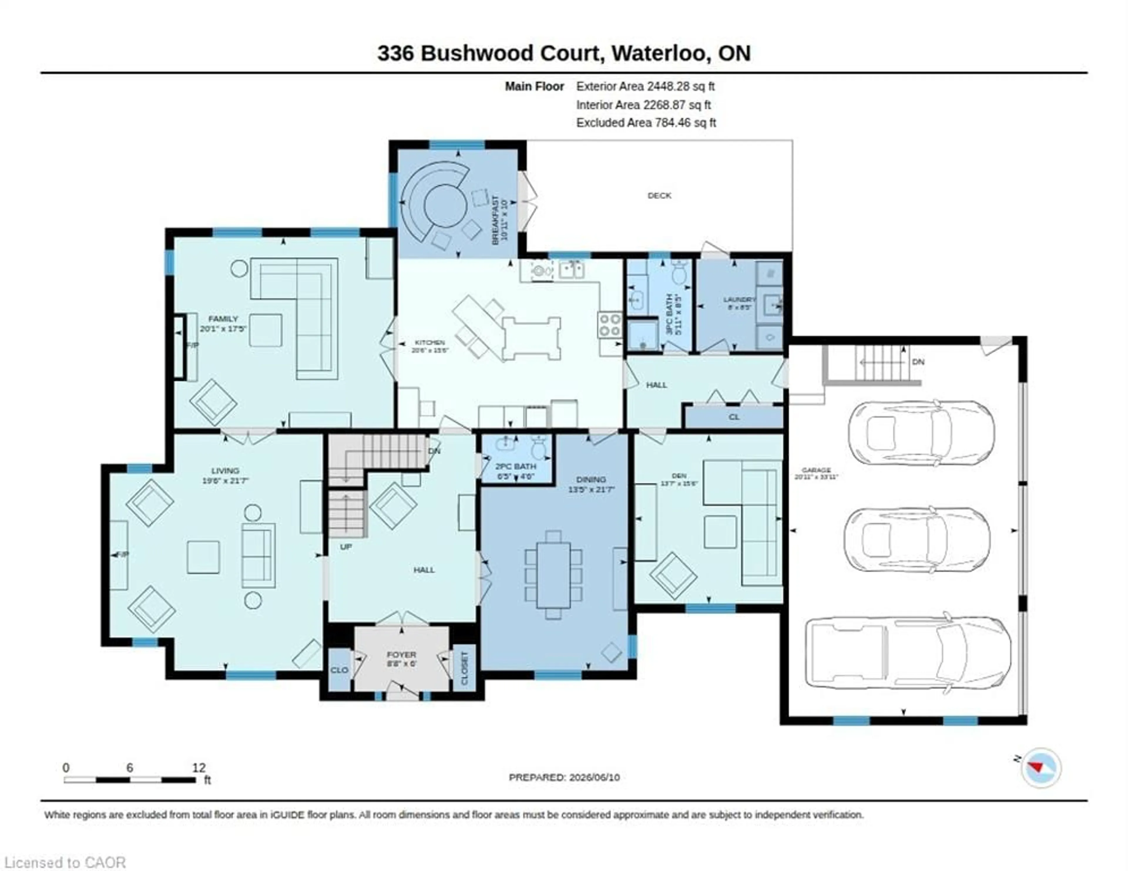 Floor plan for 336 Bushwood Crt, Waterloo Ontario N2T 2E7