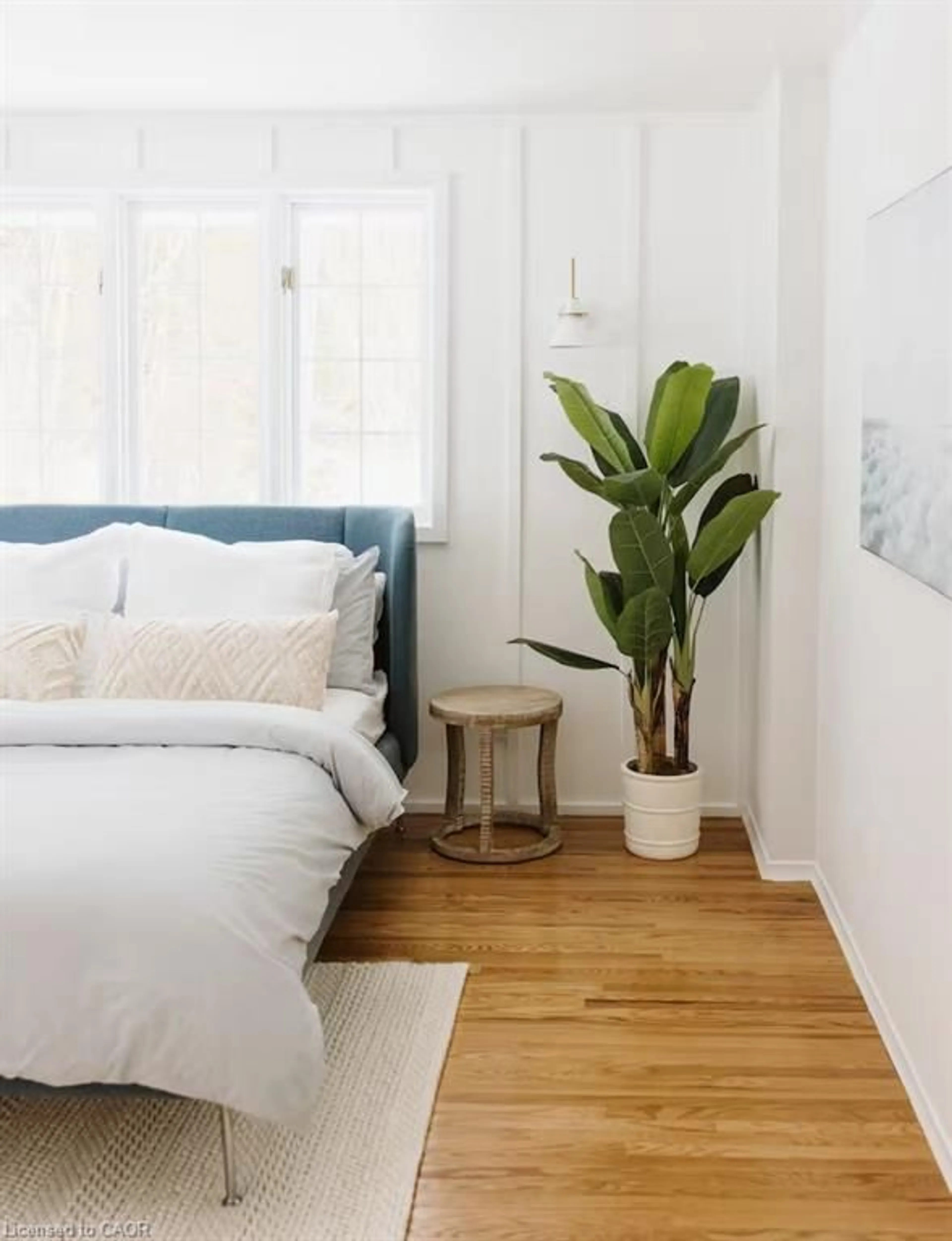 Bedroom with bed, wood/laminate floor for 46 Whippoorwill Rd, Lions Head Ontario N0H 1W0