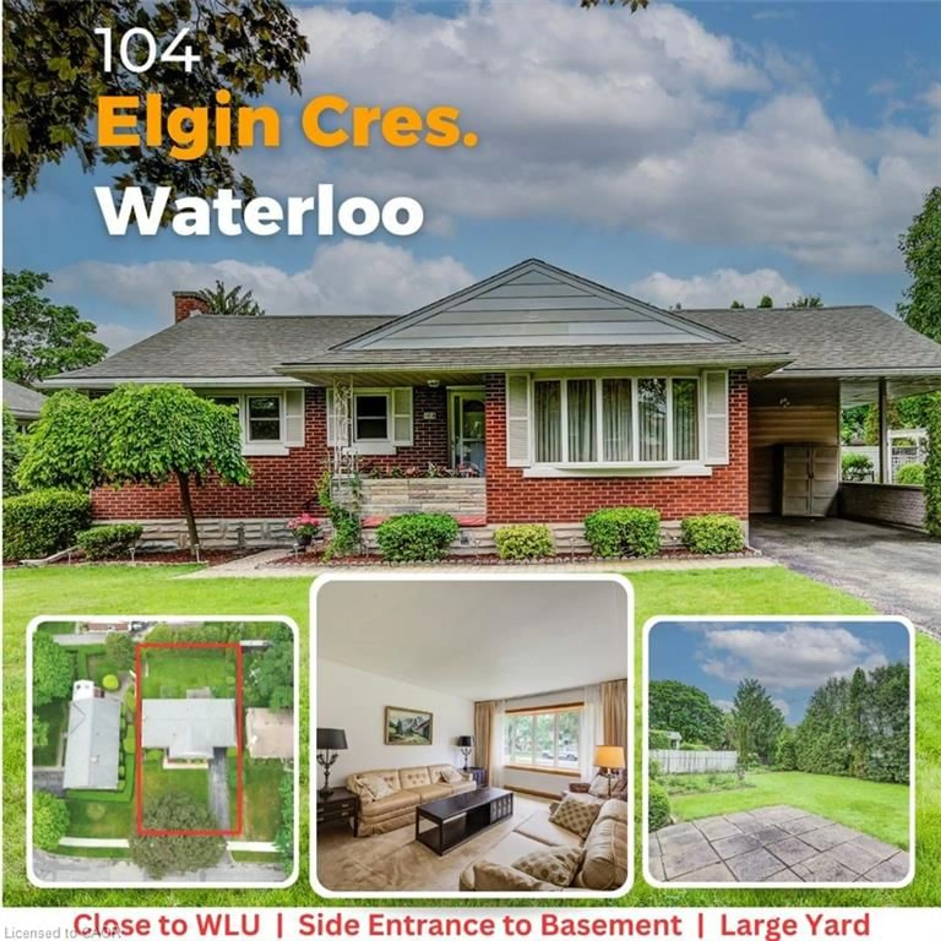 A pic from outside/outdoor area/front of a property/back of a property/a pic from drone, water/lake/river/ocean view for 104 Elgin Cres, Waterloo Ontario N2J 2S2