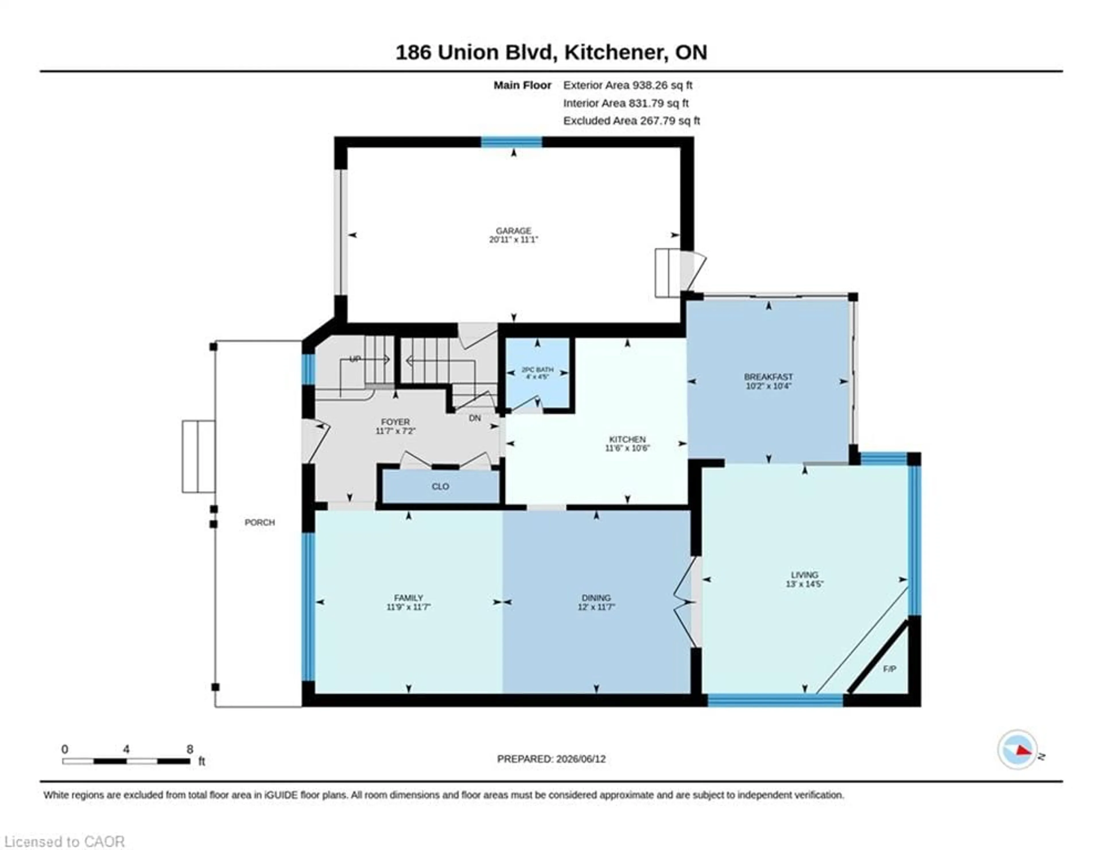 Floor plan for 186 Union Blvd, Kitchener Ontario N2M 2S4