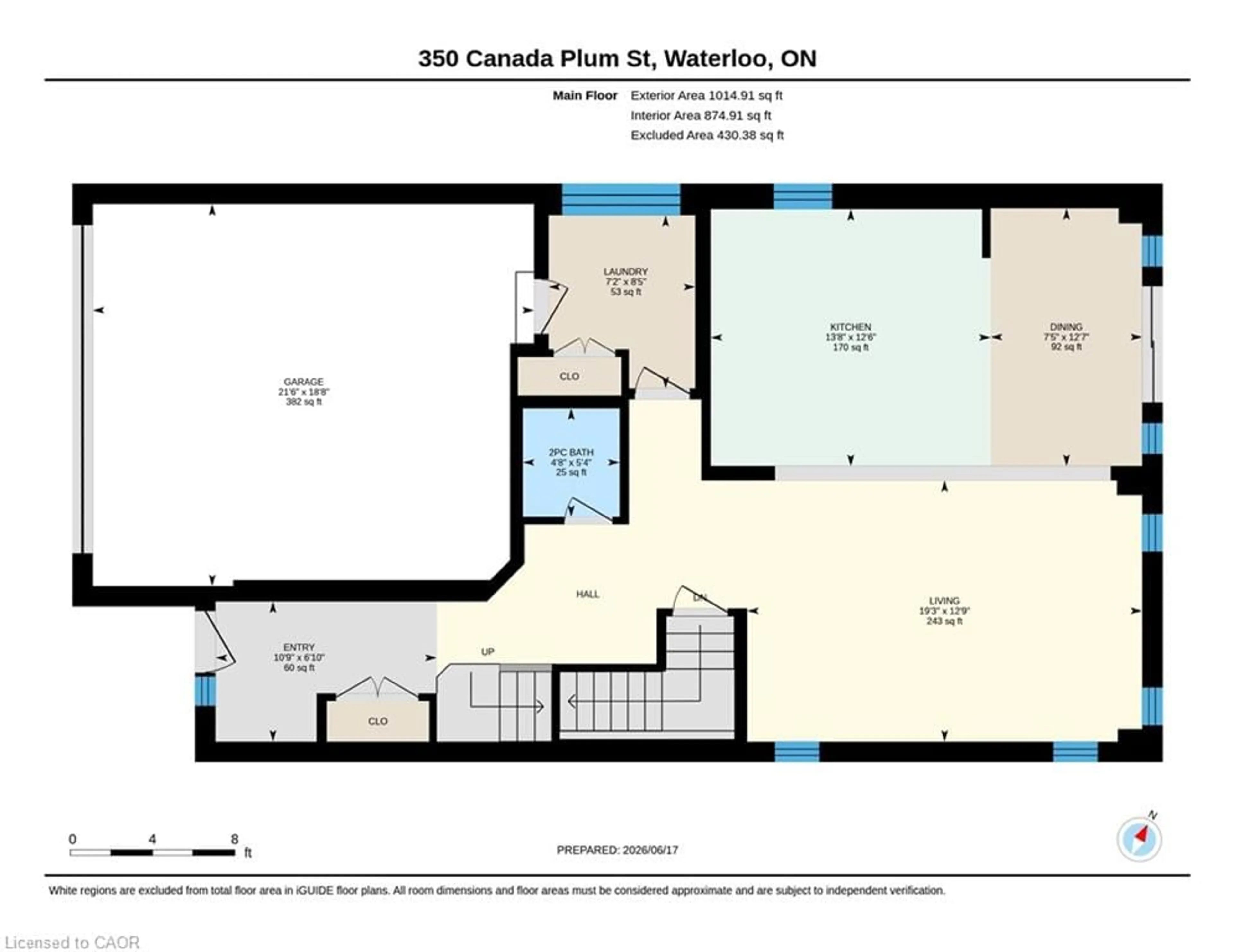 Floor plan for 350 Canada Plum St, Waterloo Ontario N2V 0H9