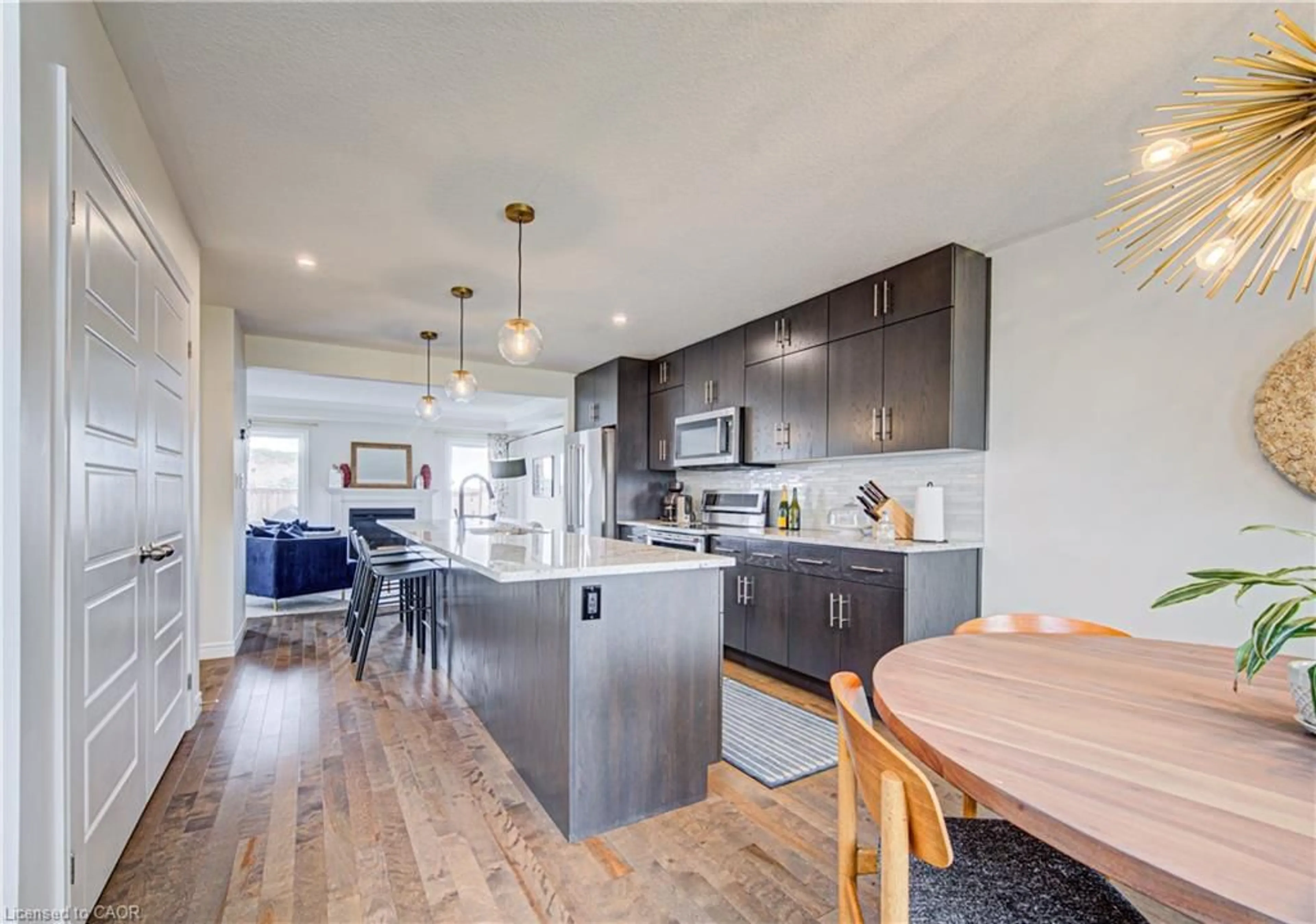 Open concept kitchen, wood/laminate floor for 290 William St, Elmira Ontario N3B 0B5