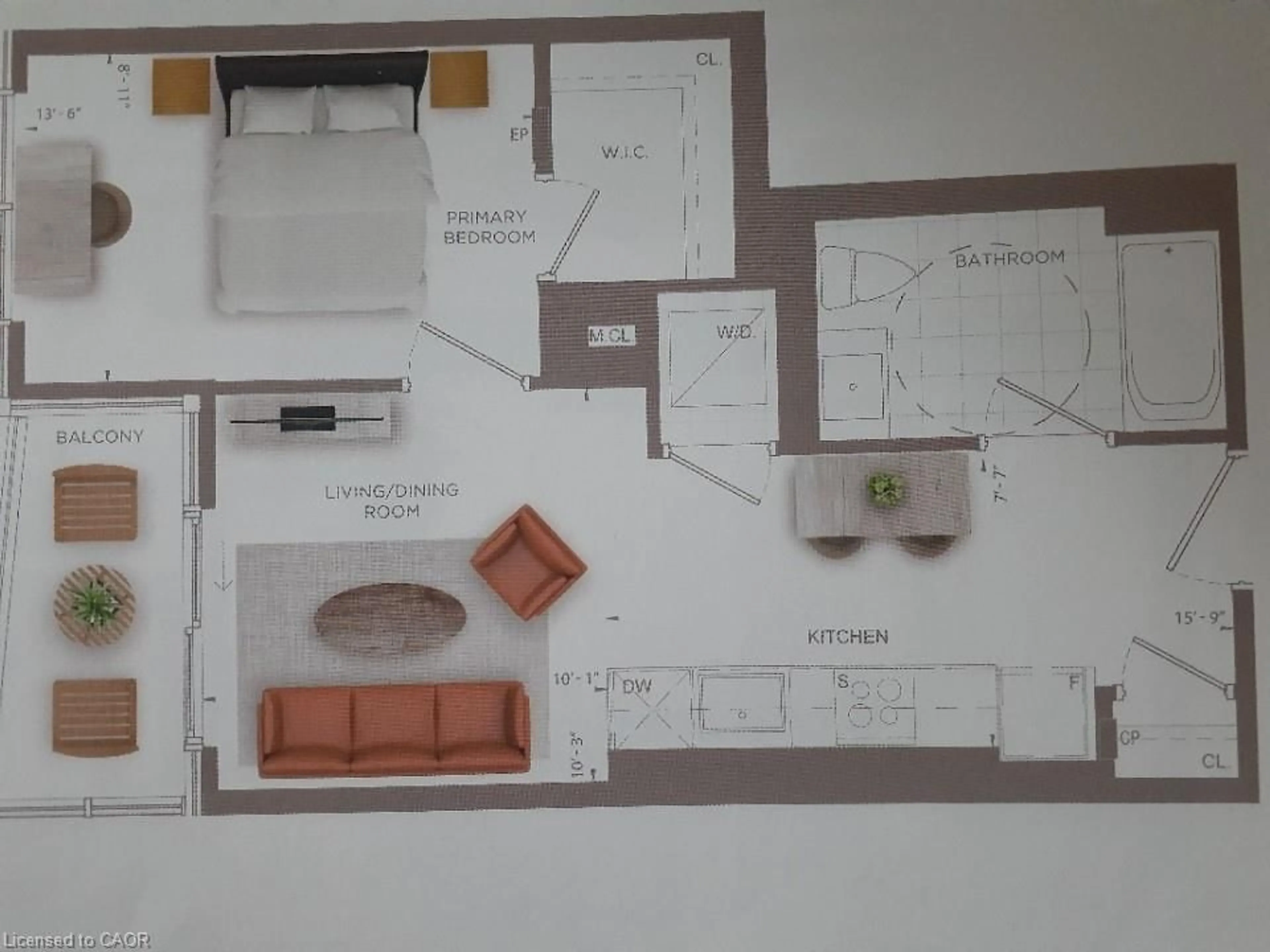 Floor plan for 25 Wellington St #705, Kitchener Ontario N2G 0G5